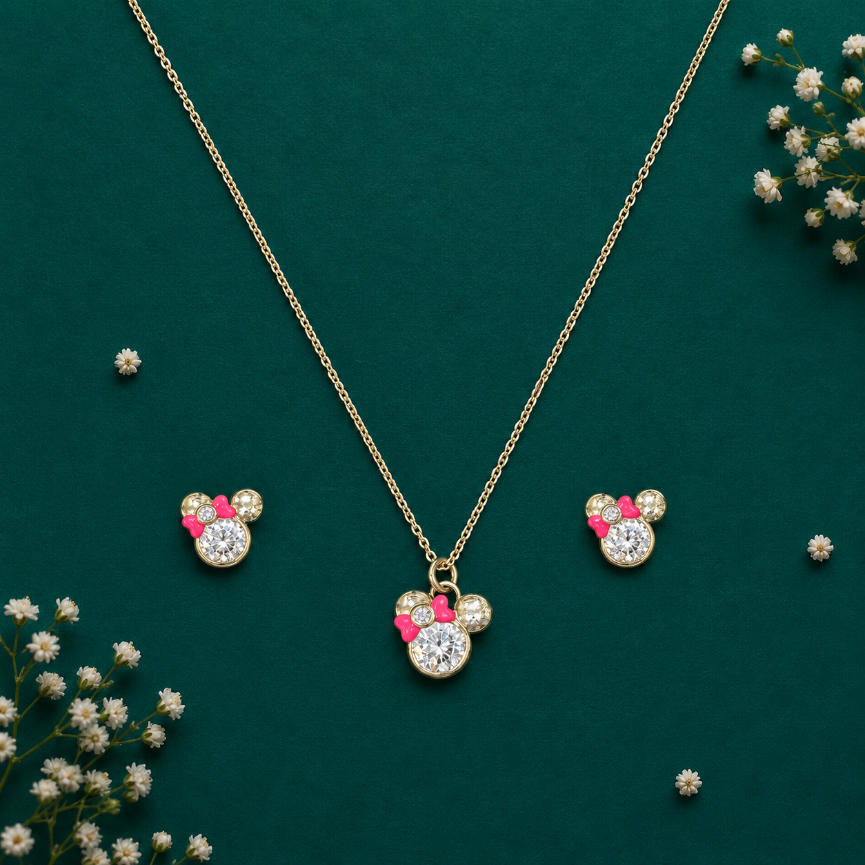 Mickey Bow Kids Chain Pendant Set