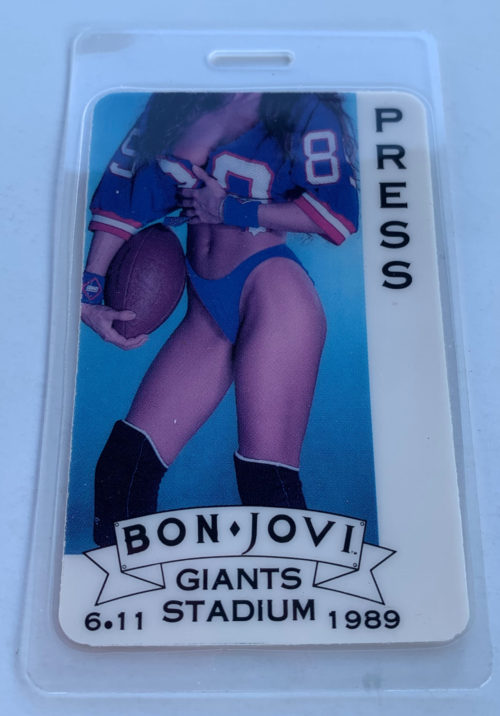 Bon Jovi Giants Stadium 1989 Press Concert Tour Backstage Laminate Pass