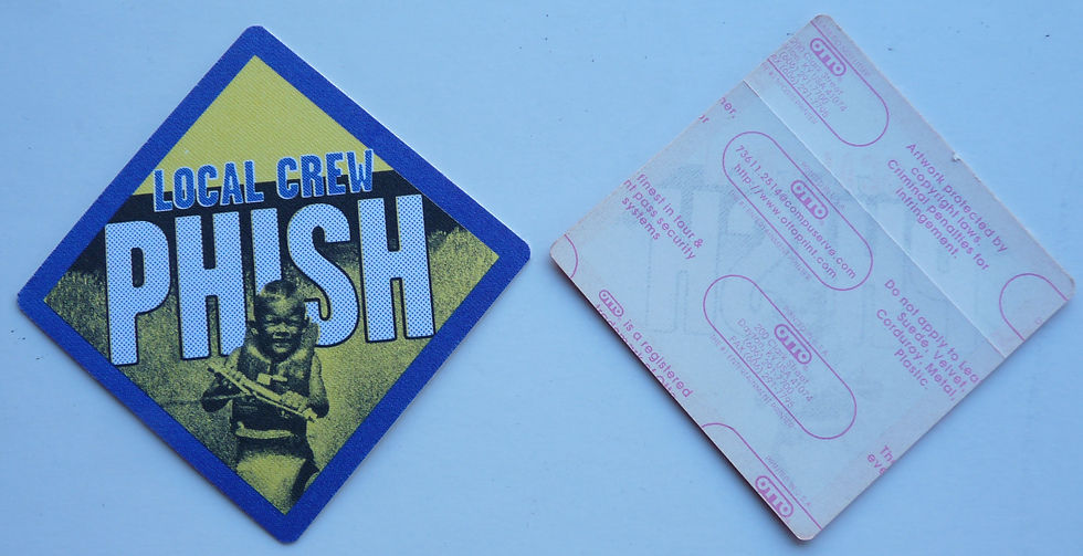 Phish Purple Local Crew 1997 Slip Stitch Concert Tour Backstage Pass