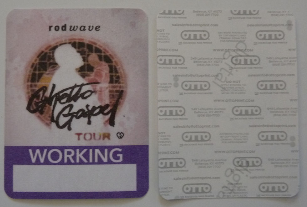 Rod Wave 2020 Ghetto Gospel Concert Tour Purple Working Backstage Pass D3