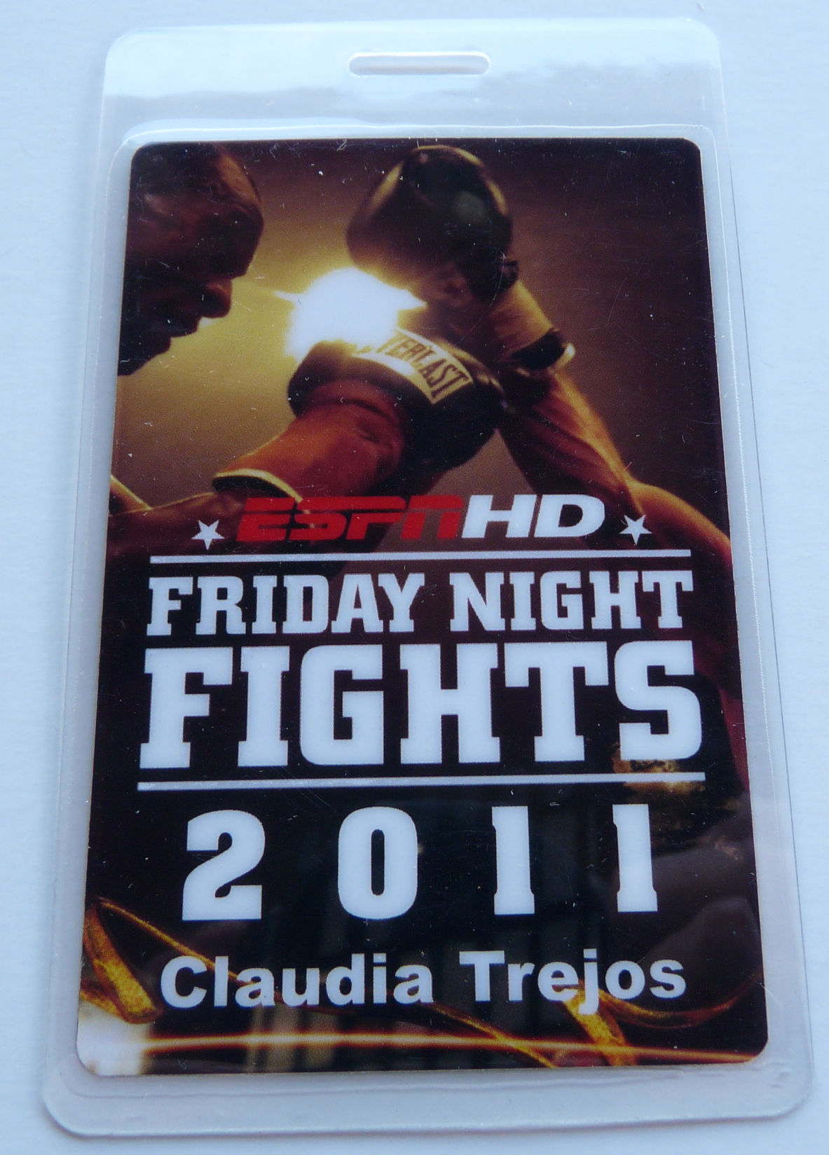 ESPN HD Friday Night Fights 2011 Claudia Trejos Backstage Pass Laminate