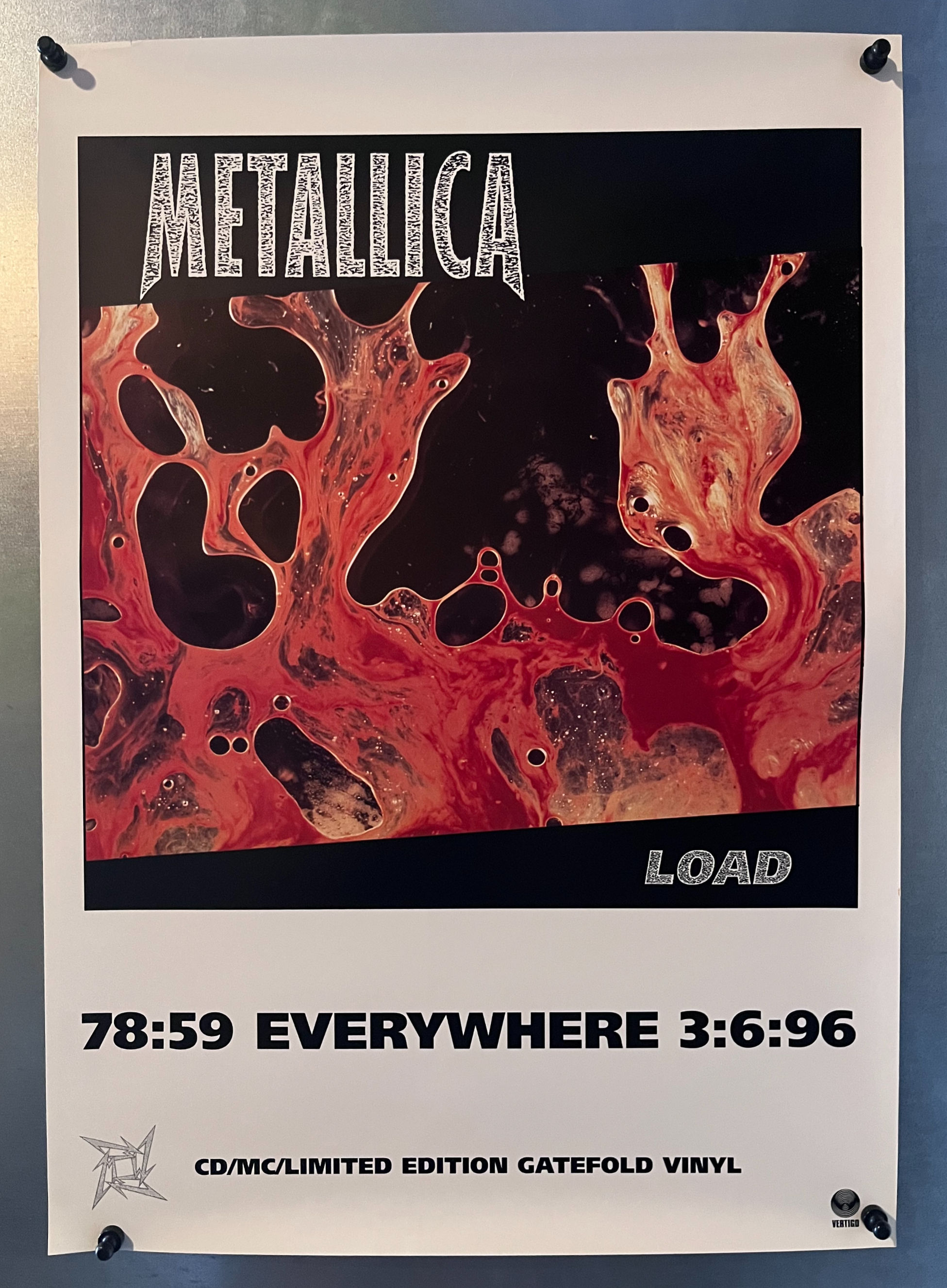 Metallica Load 1996 16.5”x23.5” Promo Record Store Poster