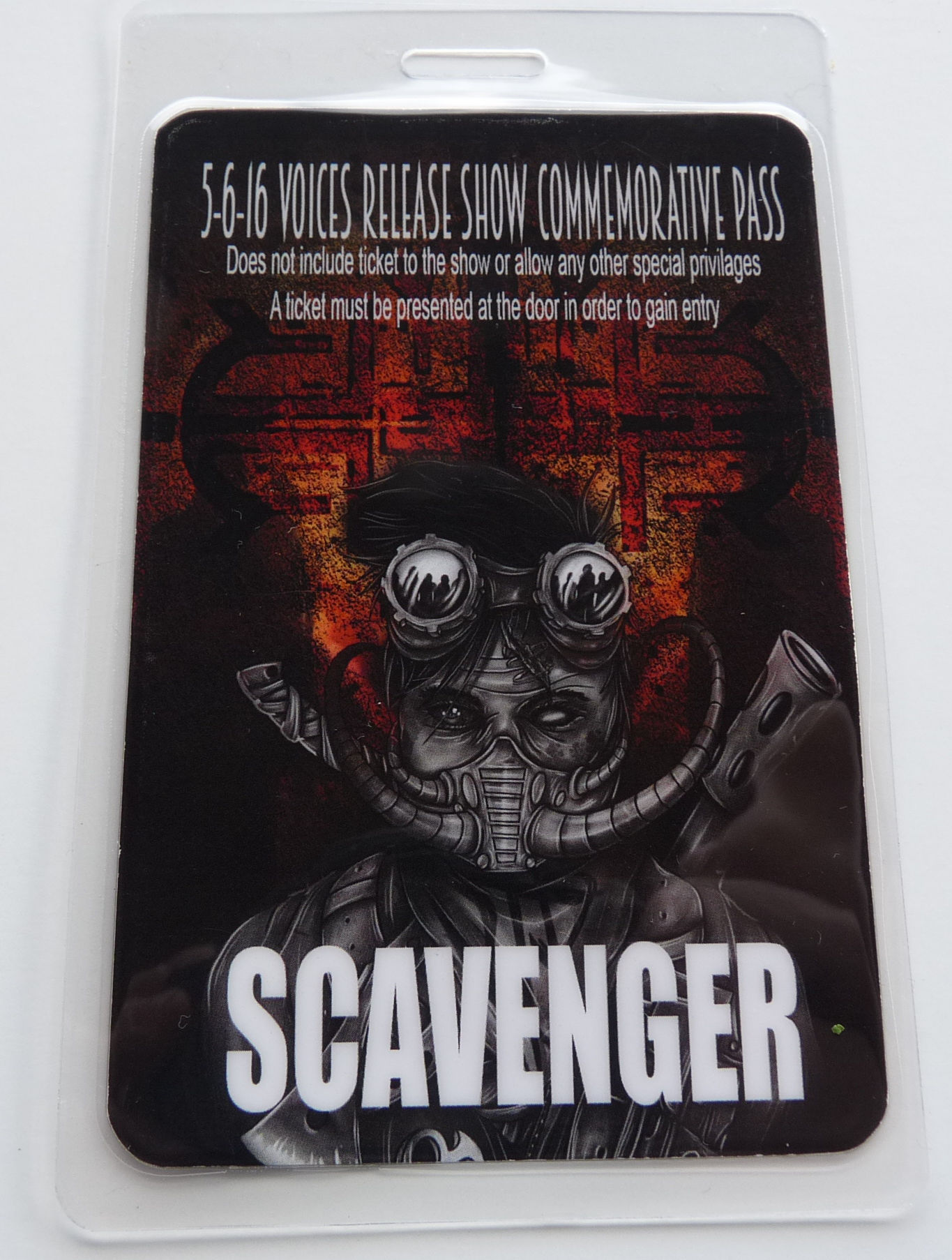 Scavenger 5-16-16 Voices Release Party Backstage Pass Laminate