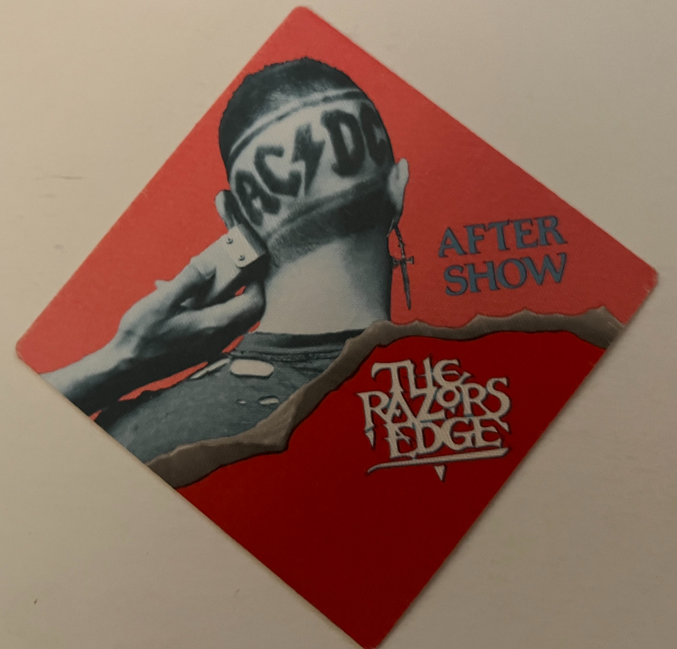 AC/DC Razors Edge Concert Tour Red After Show Backstage Pass
