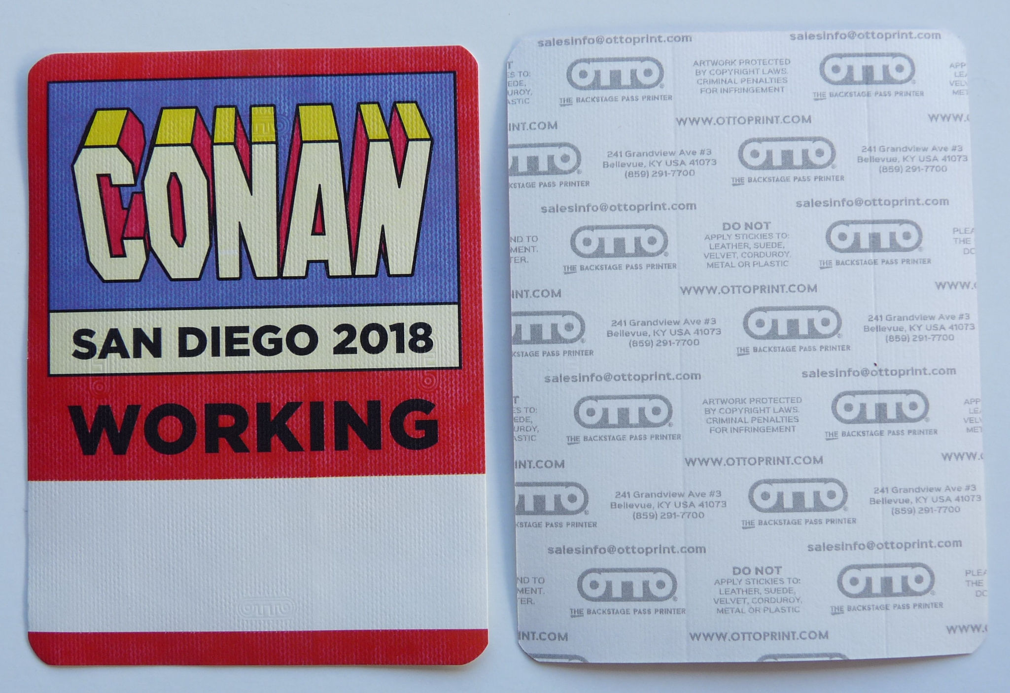 Conan O'Brien Show San Diego 2018 Tour Red Working Backstage Pass