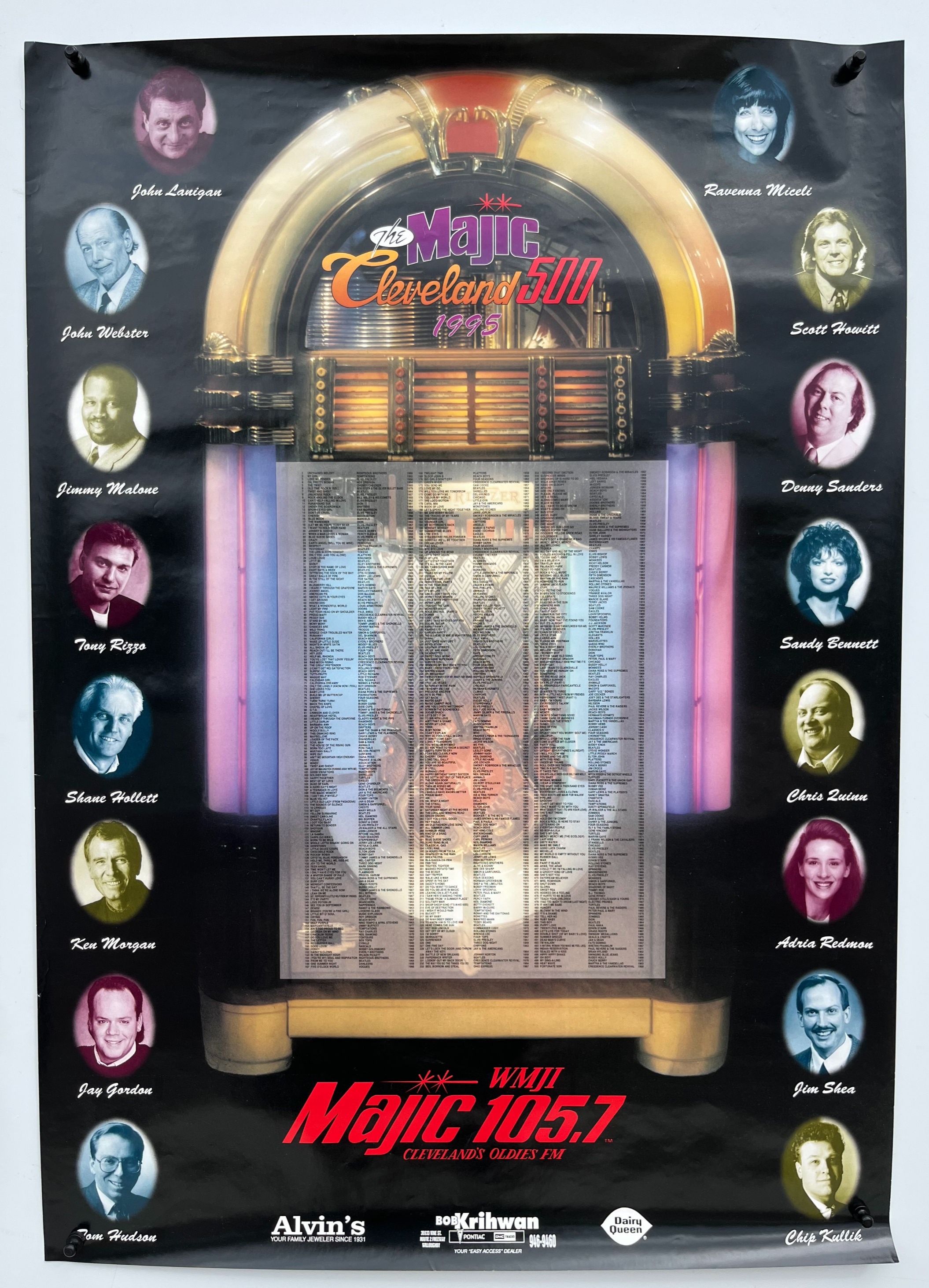 Cleveland Magic 105.7 Radio 1995 DJ's 23" x 32.5" Promo Poster