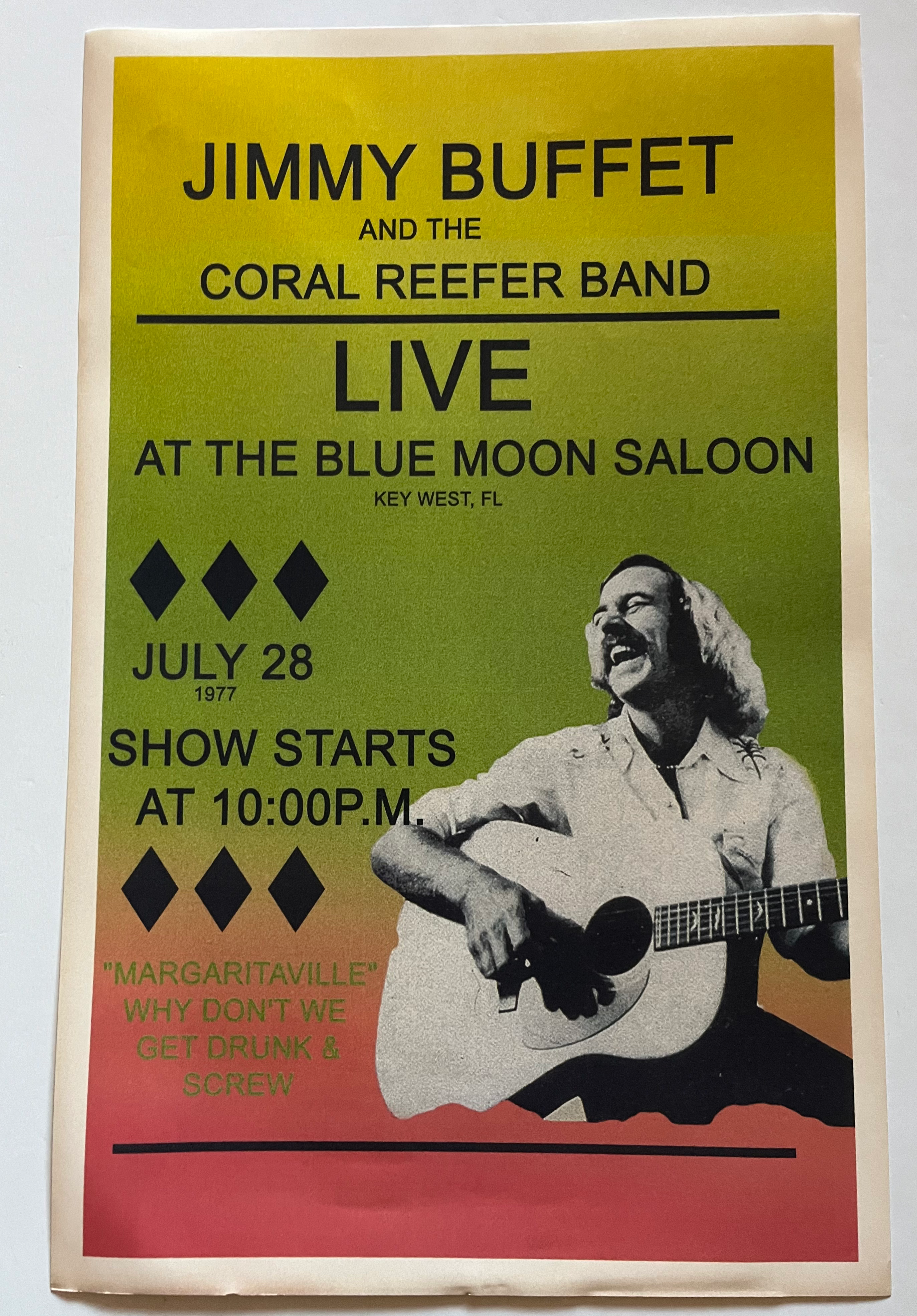 Jimmy Buffett and coral Reifer band 1977 14” x ”22” Reprint Concert Poster D25