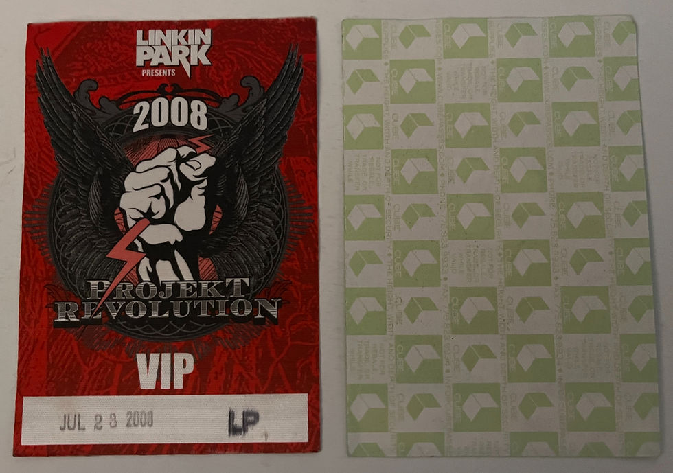 Linkin Park 2008 Projekt Revolution Red VIP Concert Tour Backstage Pass