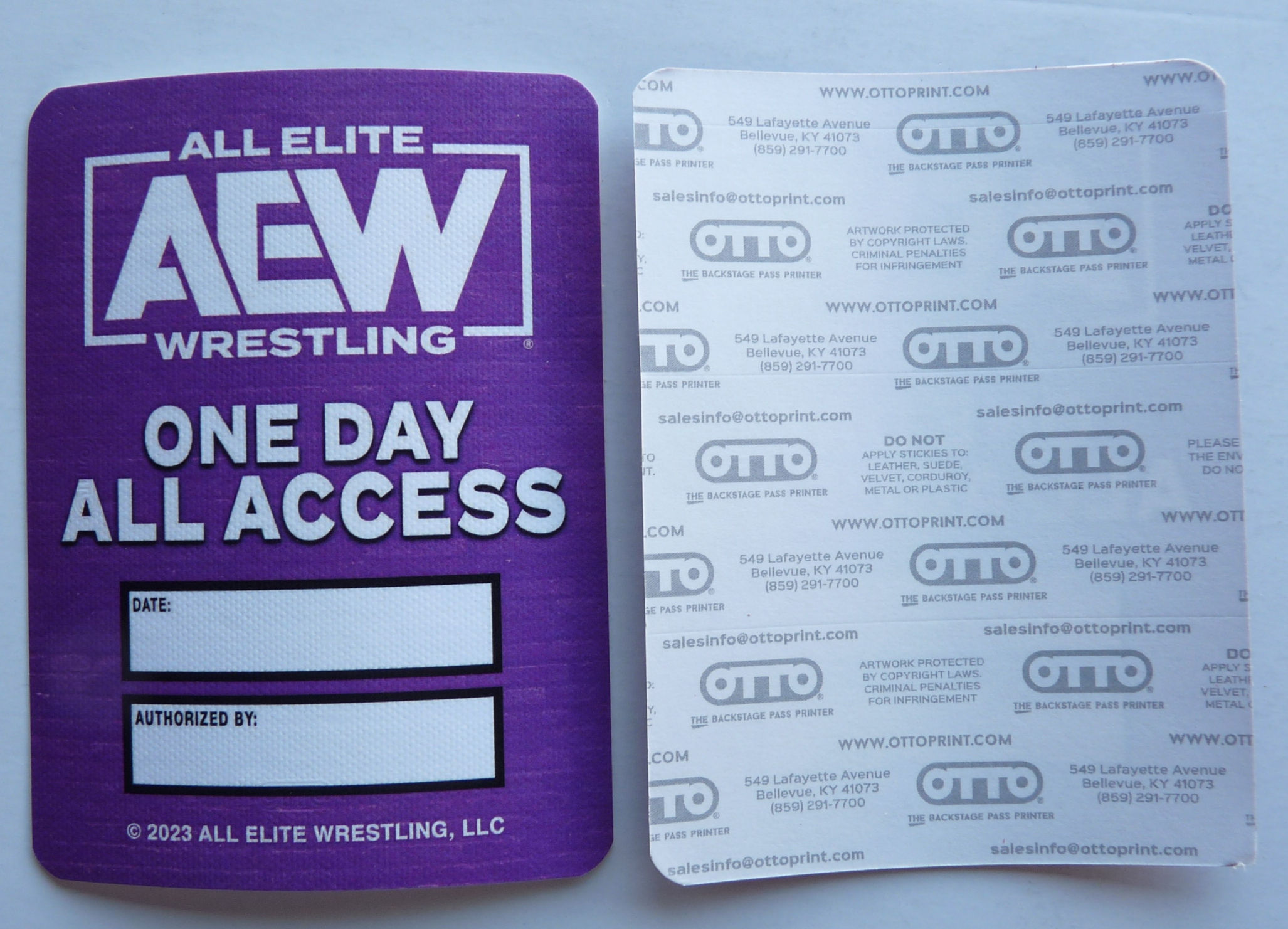 WWE Wrestling AEW All Elite 2023 One Day All Access Backstage Event Pass