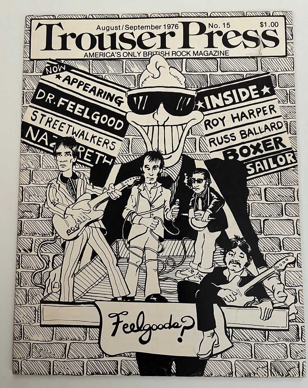 VINTAGE AUG / SEPT 1976 NO. 15 TROUSER PRESS MAGAZINE DR FEELGOOD NAZARETH RARE