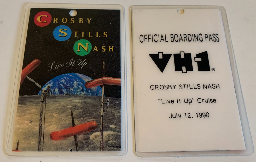 Crosby Stills Nash 1990 VH1 Cruise Concert Tour Backstage Pass Laminate