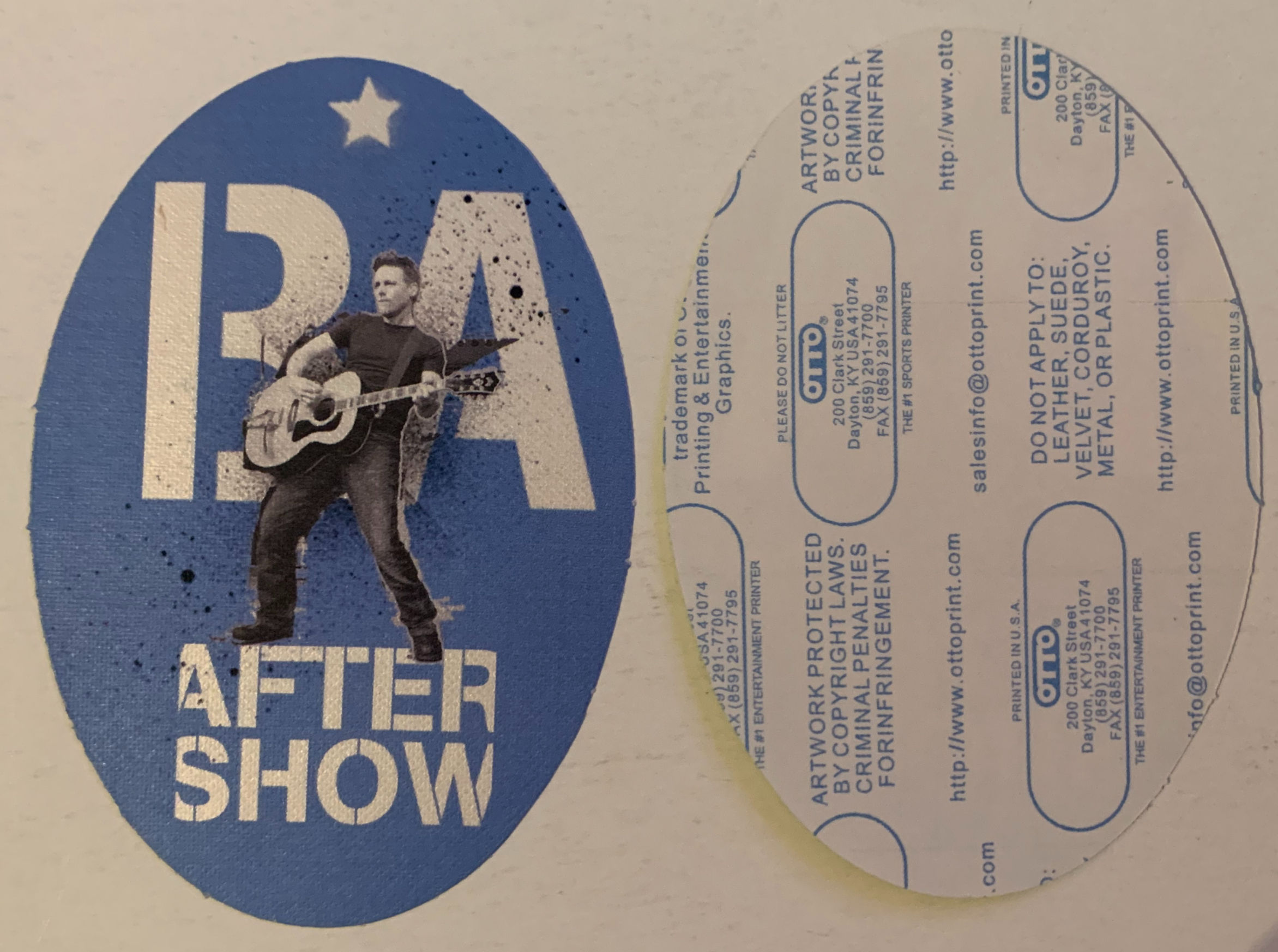 Bryan Adams 2014 Tour Blue After Show Concert Backstage Pass