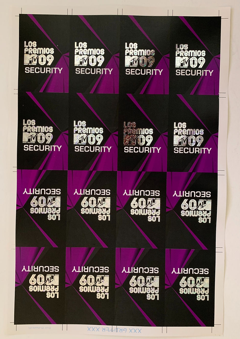 MTV 2009 Latin Music Awards Security Uncut Sheet of 16 Laminates Passes