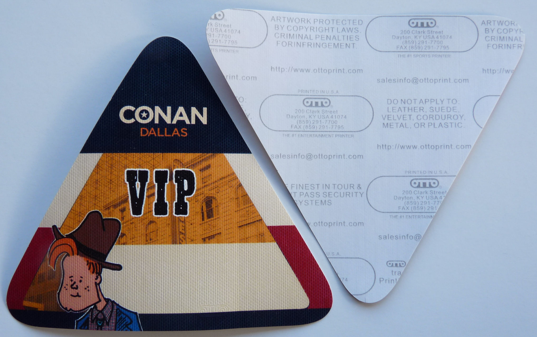 Conan O'Brien Show Dallas Orange VIP Backstage Pass