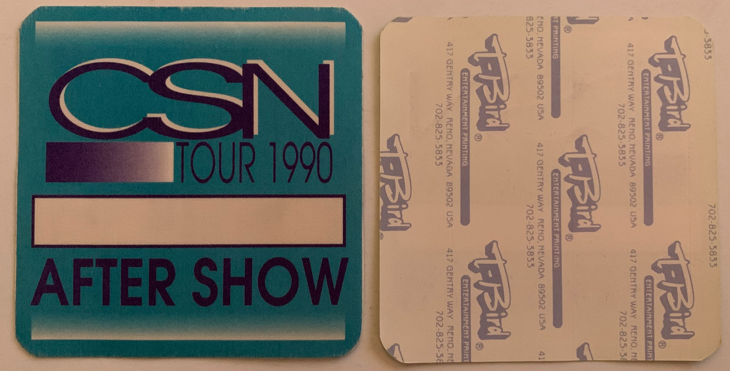 Crosby Stills Nash 1990 Concert Tour Blue After Show Backstage Pass