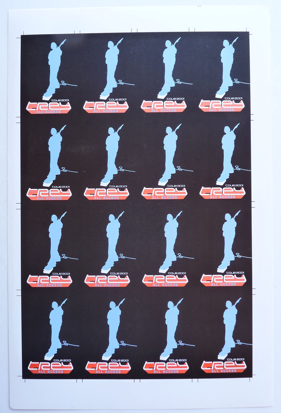 Trey Anastasio Phish Uncut Sheet of 16 2001 Tour All Access Laminate Passes