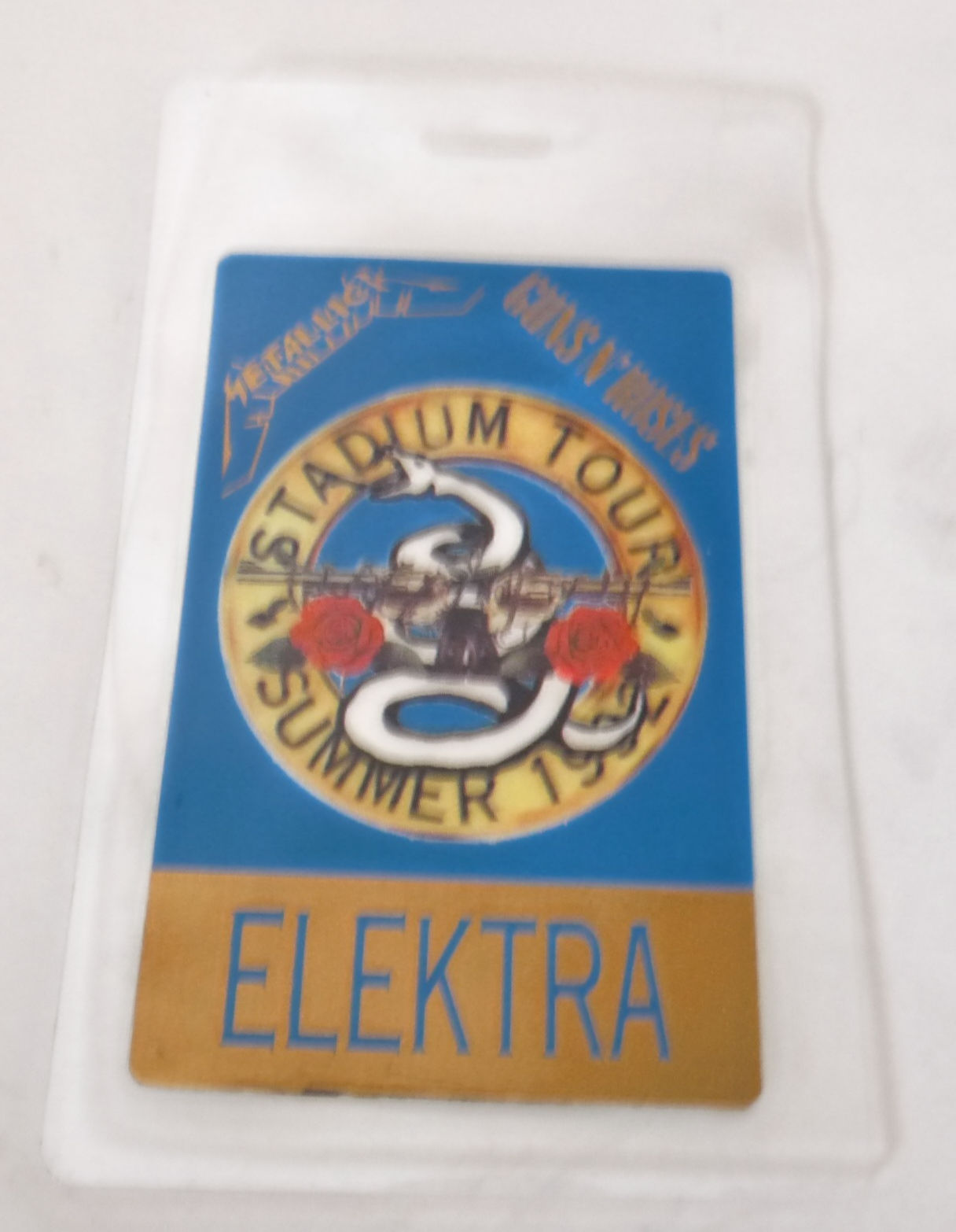 Guns & Roses ELEKTRA Laminate Backstage Concert Stadium Tour Pass D4