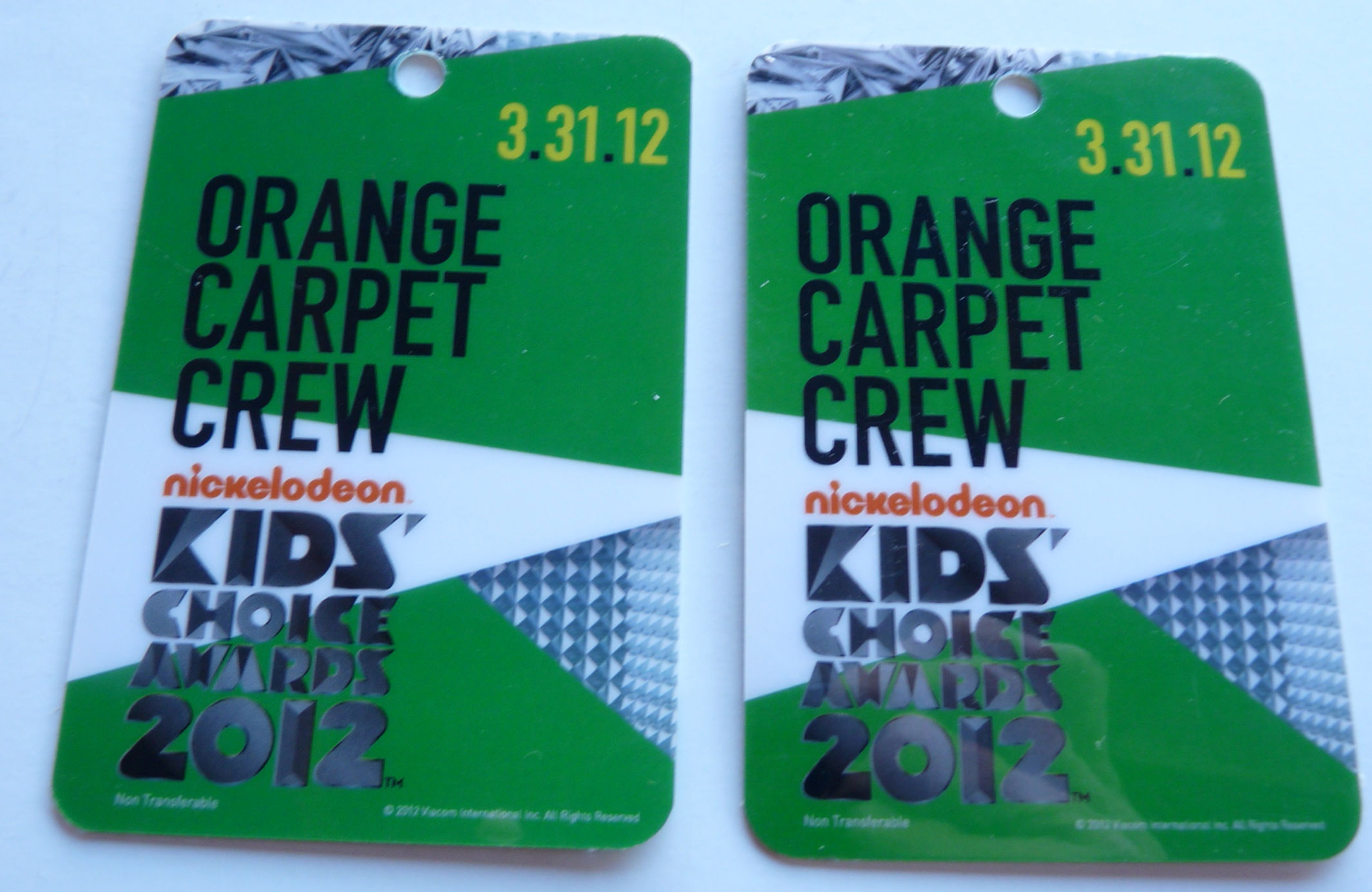 Kids Choice Awards 2012 Crew Backstage Pass Laminate