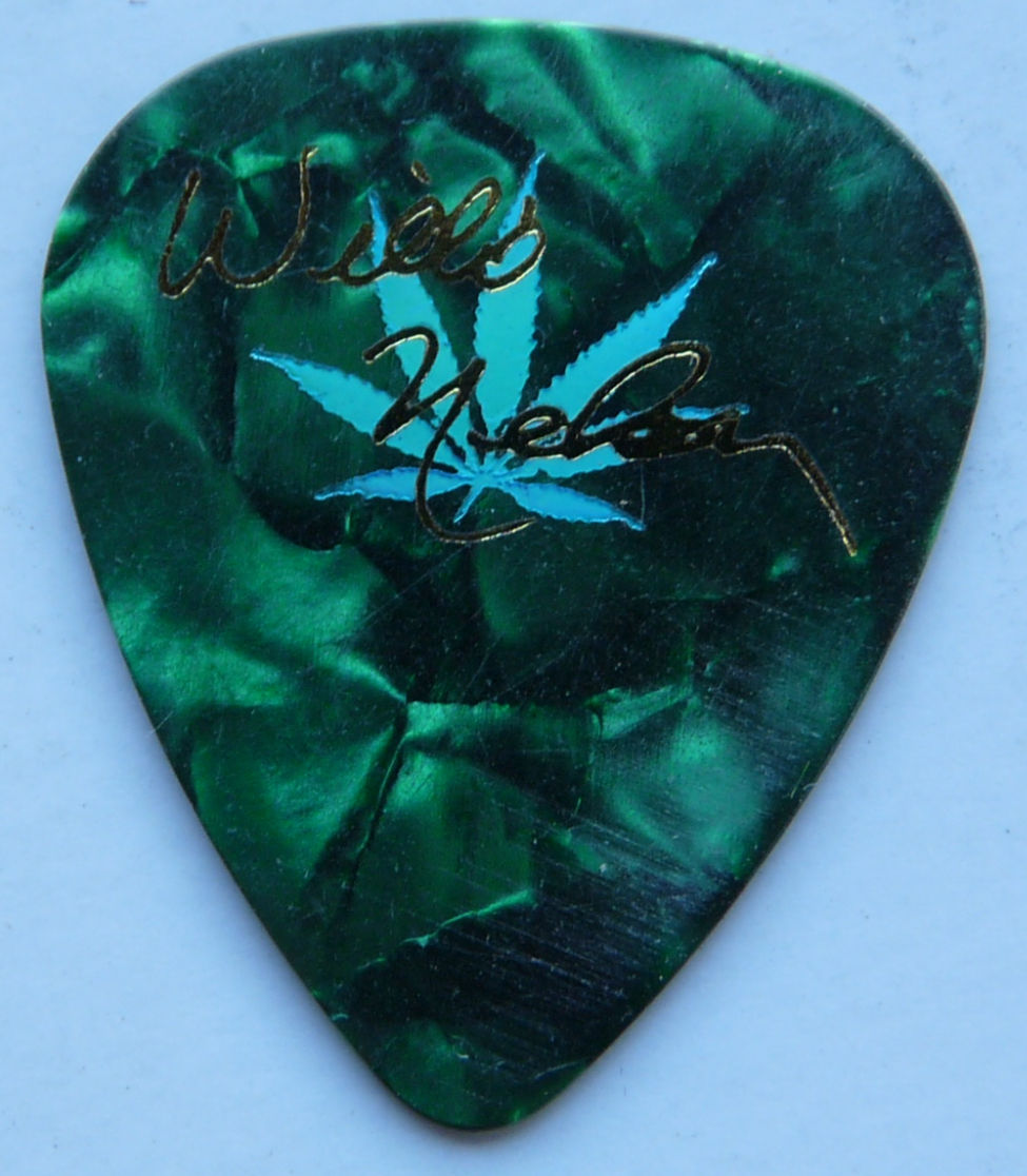 Willie Nelson 2011 Green Signature & Pot Leaf Real Guitar Pick