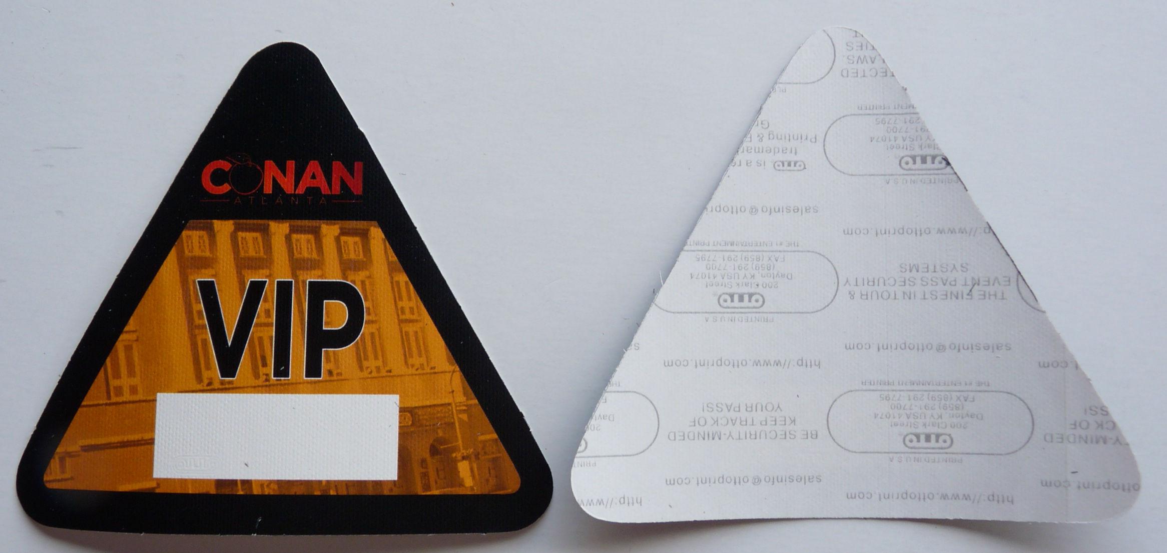 Conan O'Brien Comedy Show Atlanta Orange VIP Backstage Pass