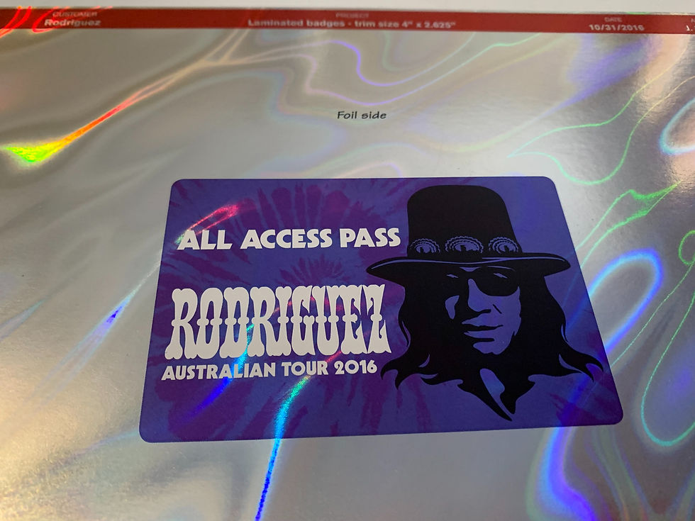 Thumbnail: Sixto Rodriguez 2016 Australian Tour Backstage Pass Laminate Proof Sheet
