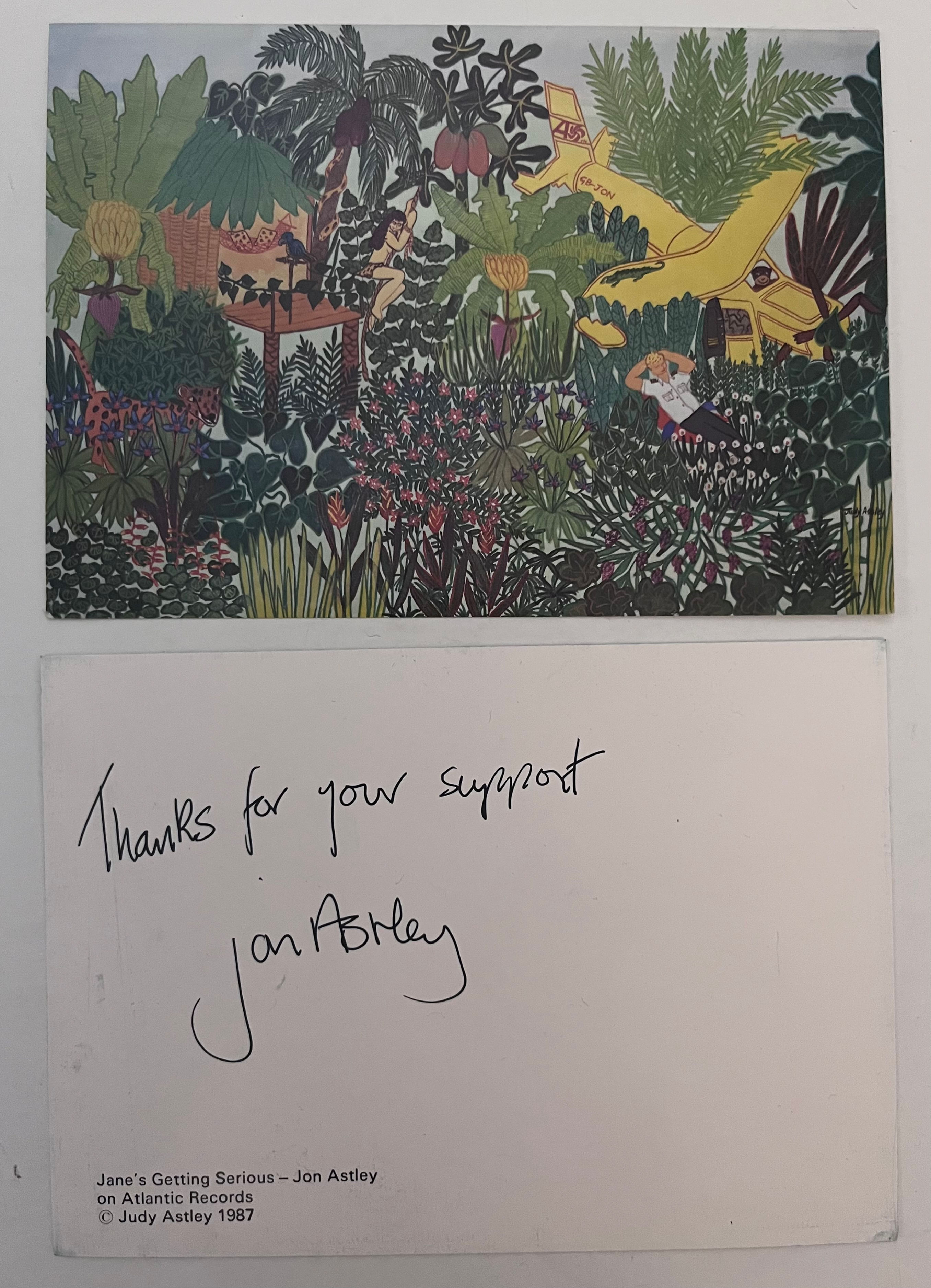 Jon Astley 1987 Signed Autographed 4.25" x 5.75 " Postcard #2
