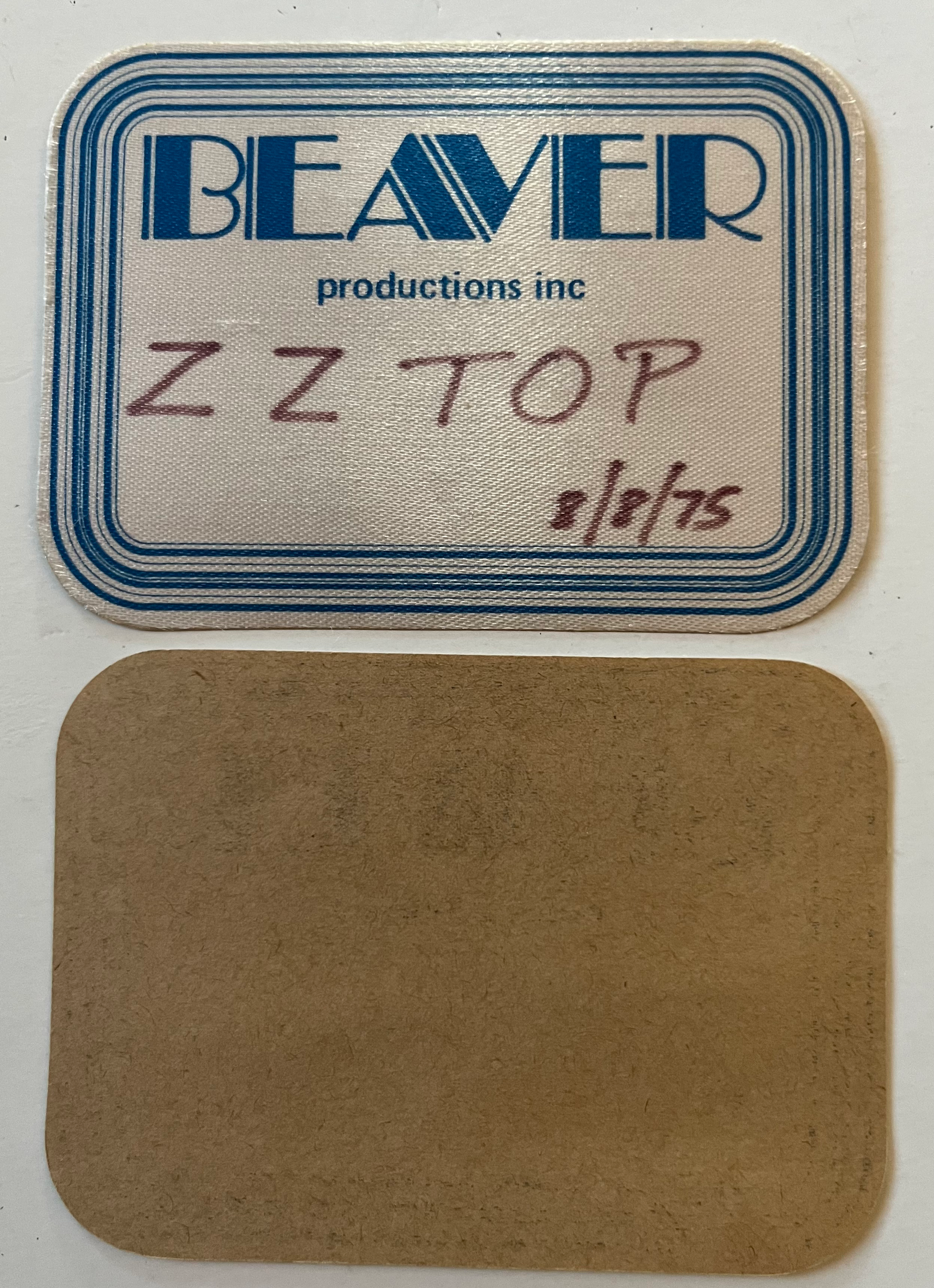ZZ Blue Beaver Productions 1975 Fandango Tour Backstage Pass