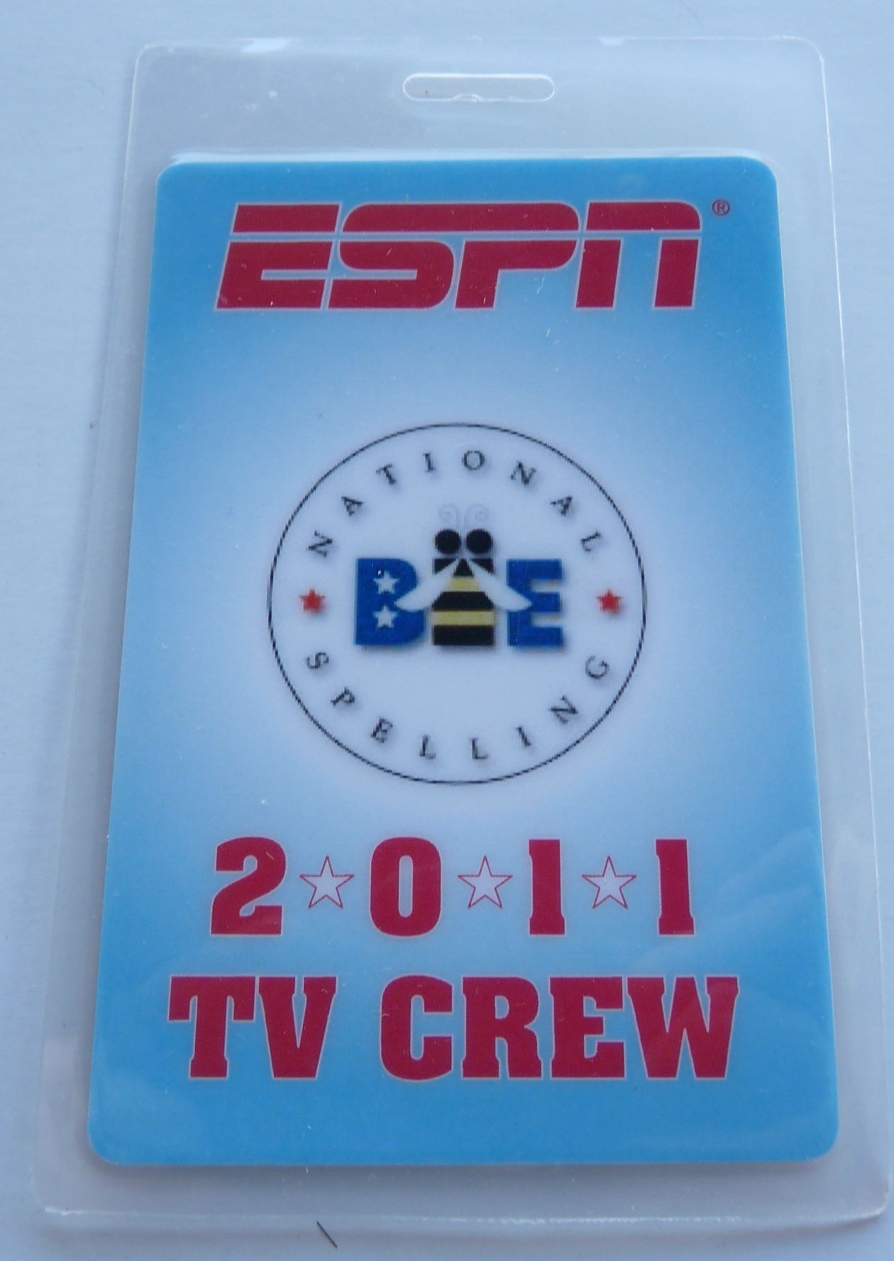 ESPN 2011 Spelling Bee TV Crew Backstage Pass Laminate