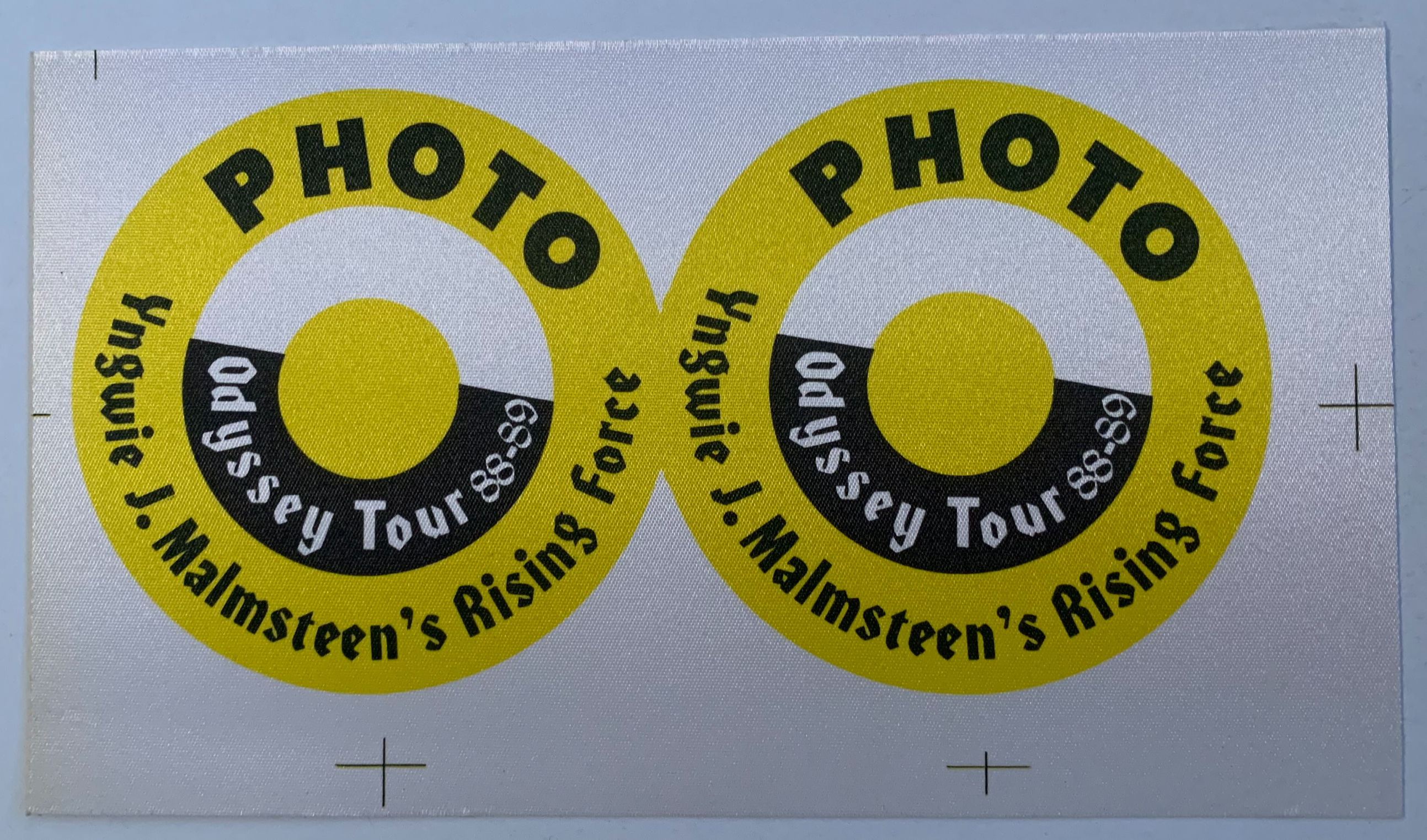 Yngwie Malmsteen 1988-89 Odyssey Concert Tour Yellow Photo Uncut Backstage Pass