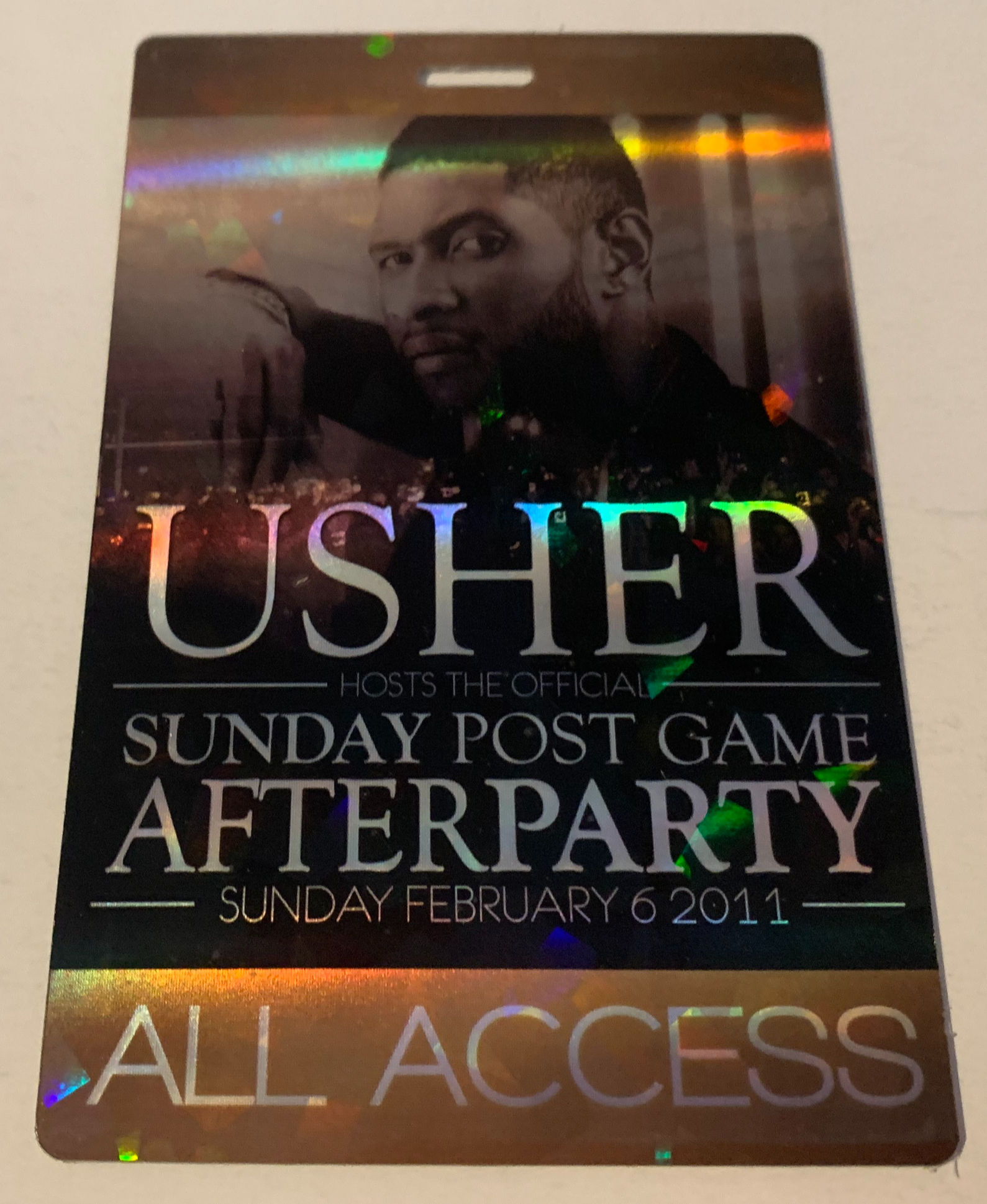Usher 2011 Superbowl Afterparty Concert Tour All Access Backstage Pass Laminate
