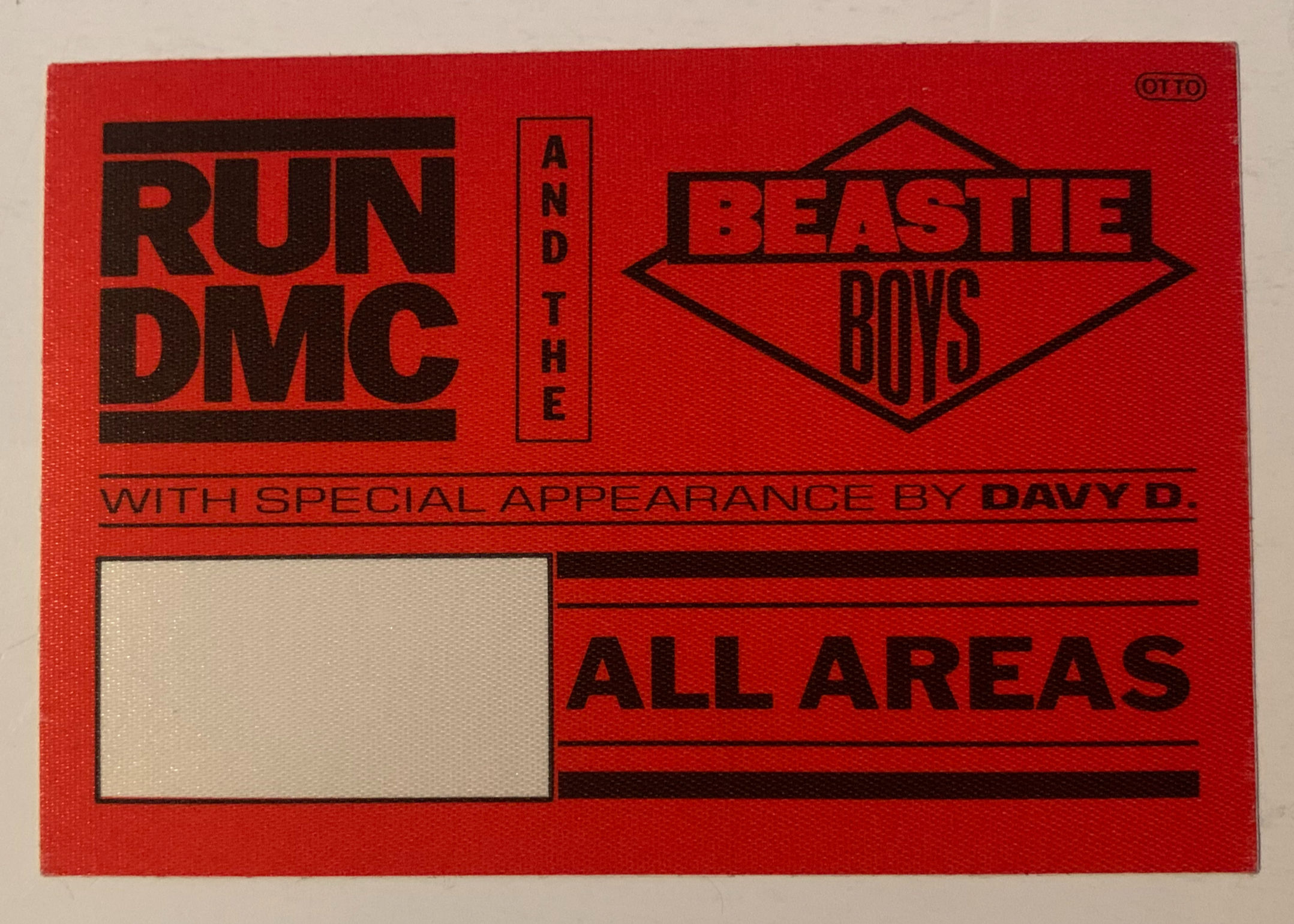 Run DMC Beastie Boys 1987 Red All Access Concert Tour Backstage Pass