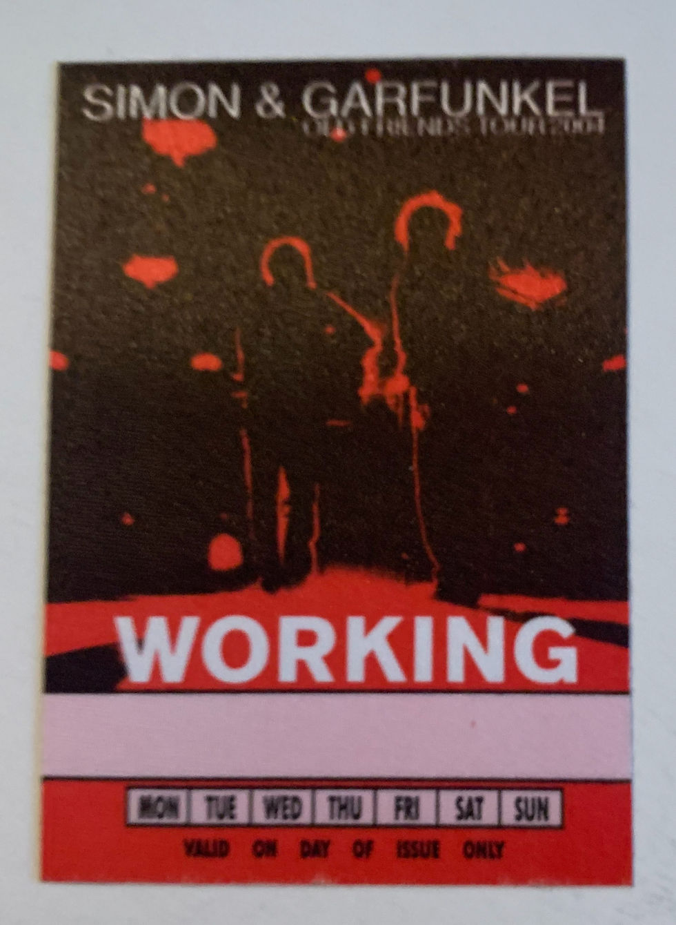 Simon Garfunkel 2004 Old Friends Tour Concert Red Working Backstage Pass