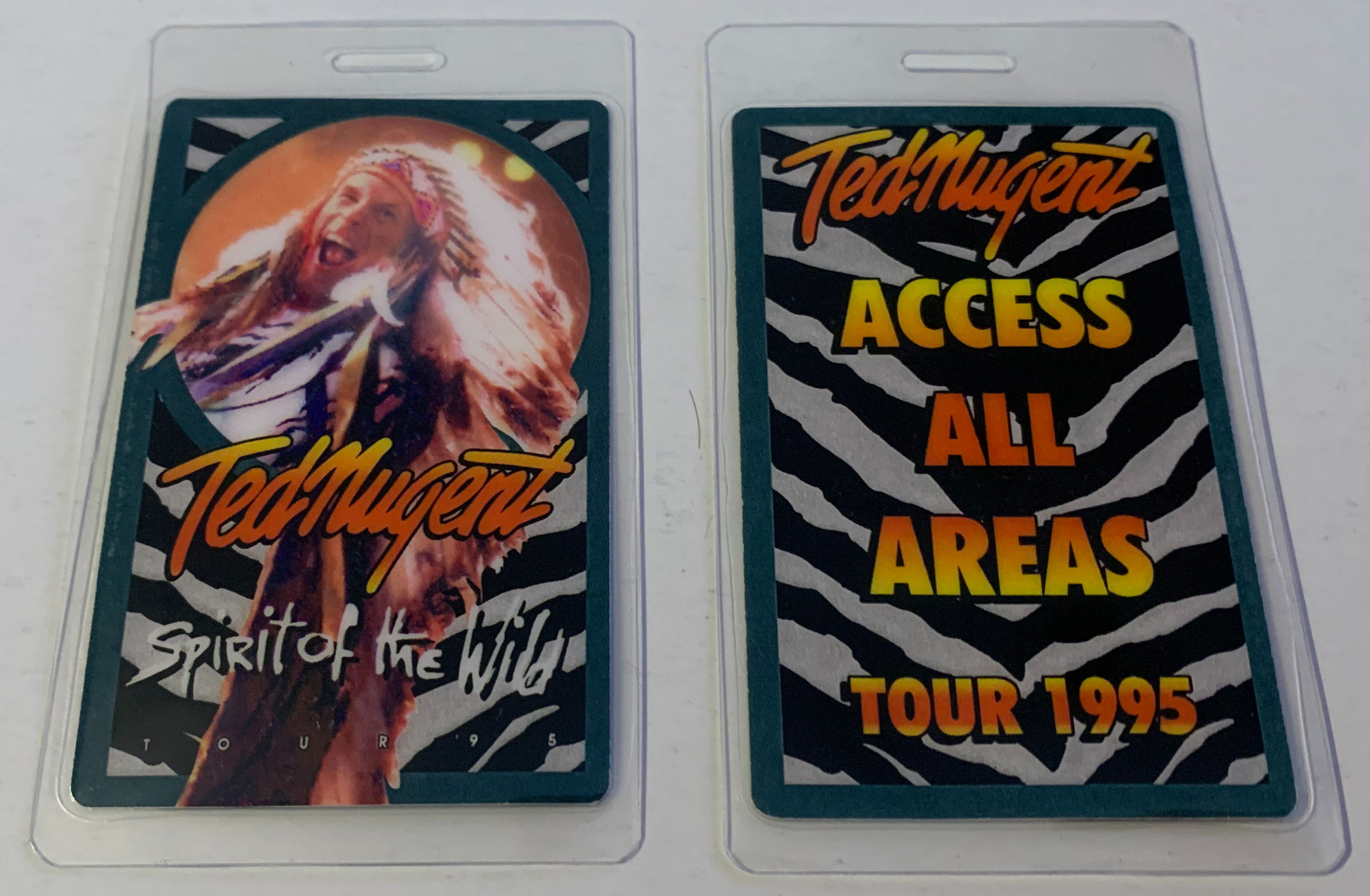 Ted Nugent 1995 Spirit Access All Areas Tour Backstage Pass Laminate
