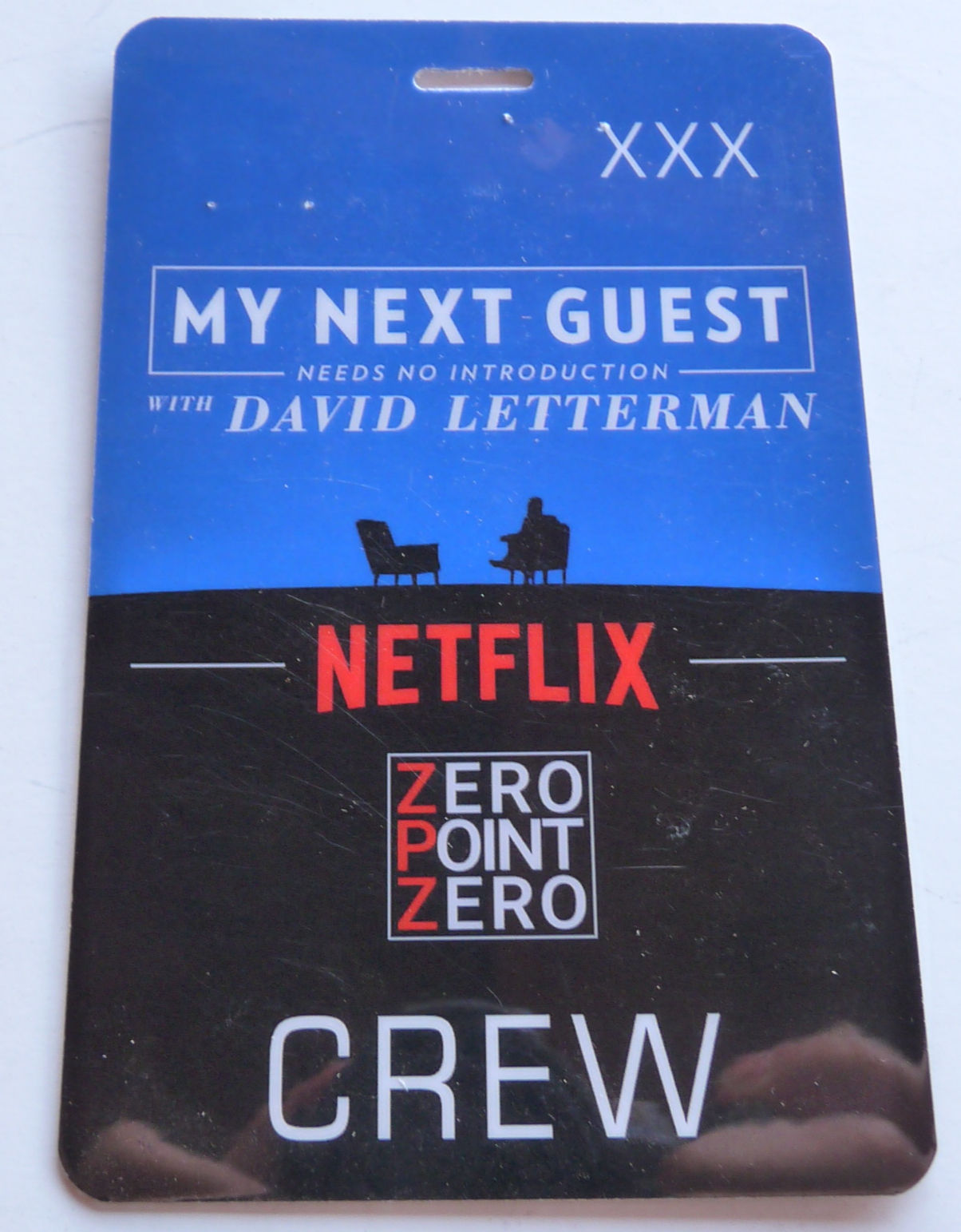 David Letterman My Next Guess Large Crew Netflix Backstage Pass Laminate
