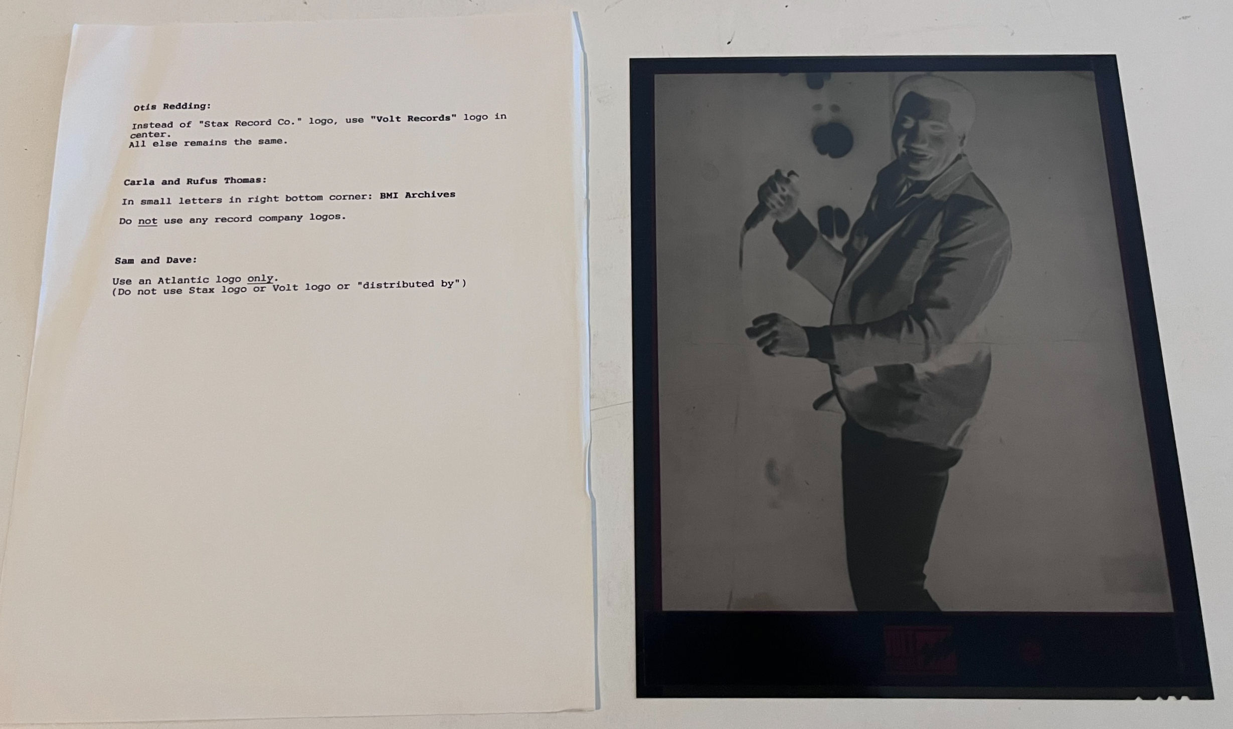 Otis Redding Vintage Volt Records 8x10 Set Up Promo Photo Negative