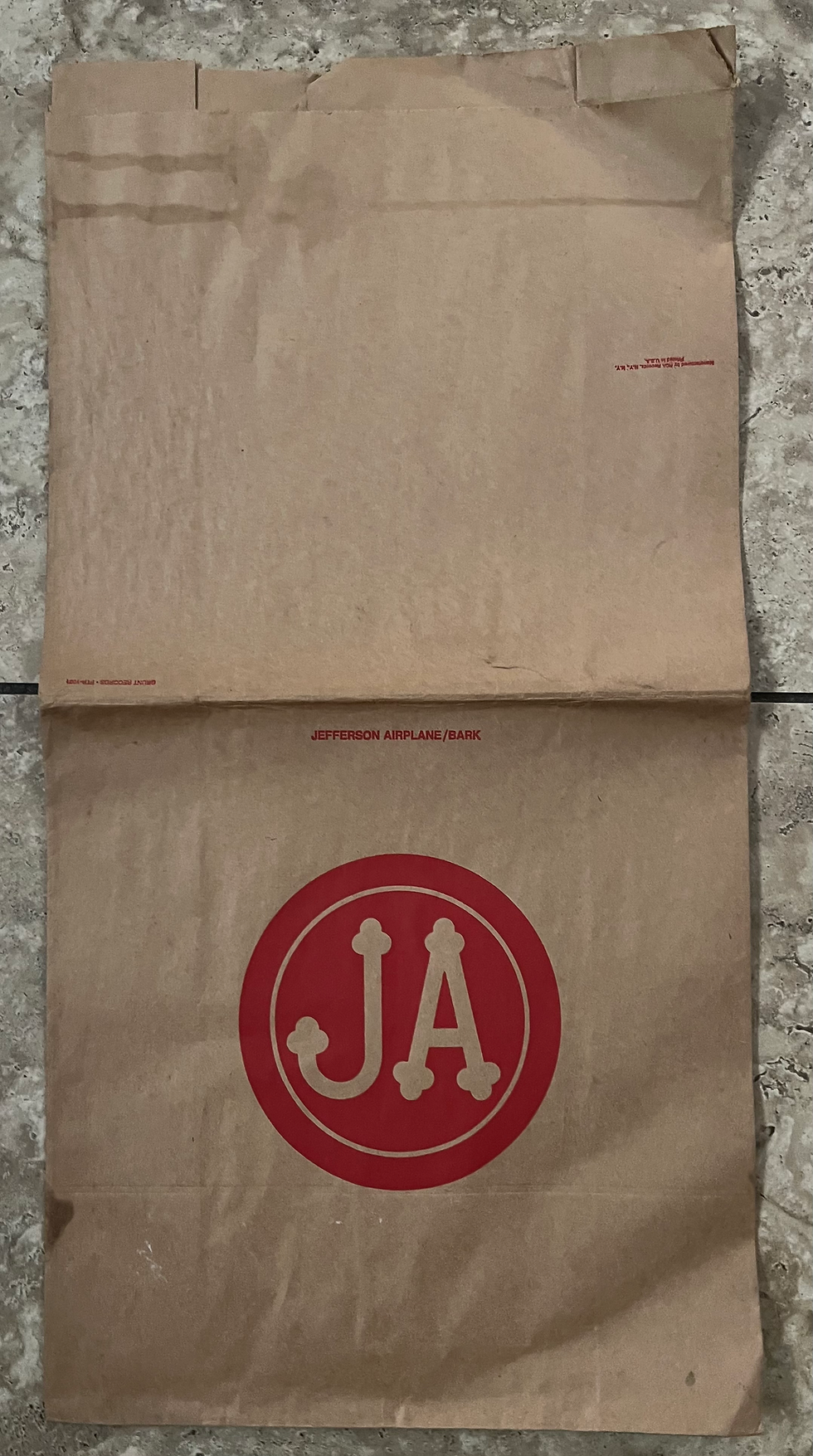 Thumbnail: Jefferson Airplane 12.5”x24.5” 1971 Bark Promo Record Store Bag Poster D16