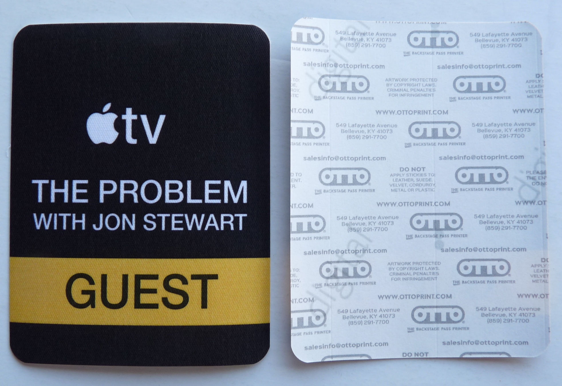 Jon Stewart The Problem With Apple TV Guest Backstage Sticker Pass