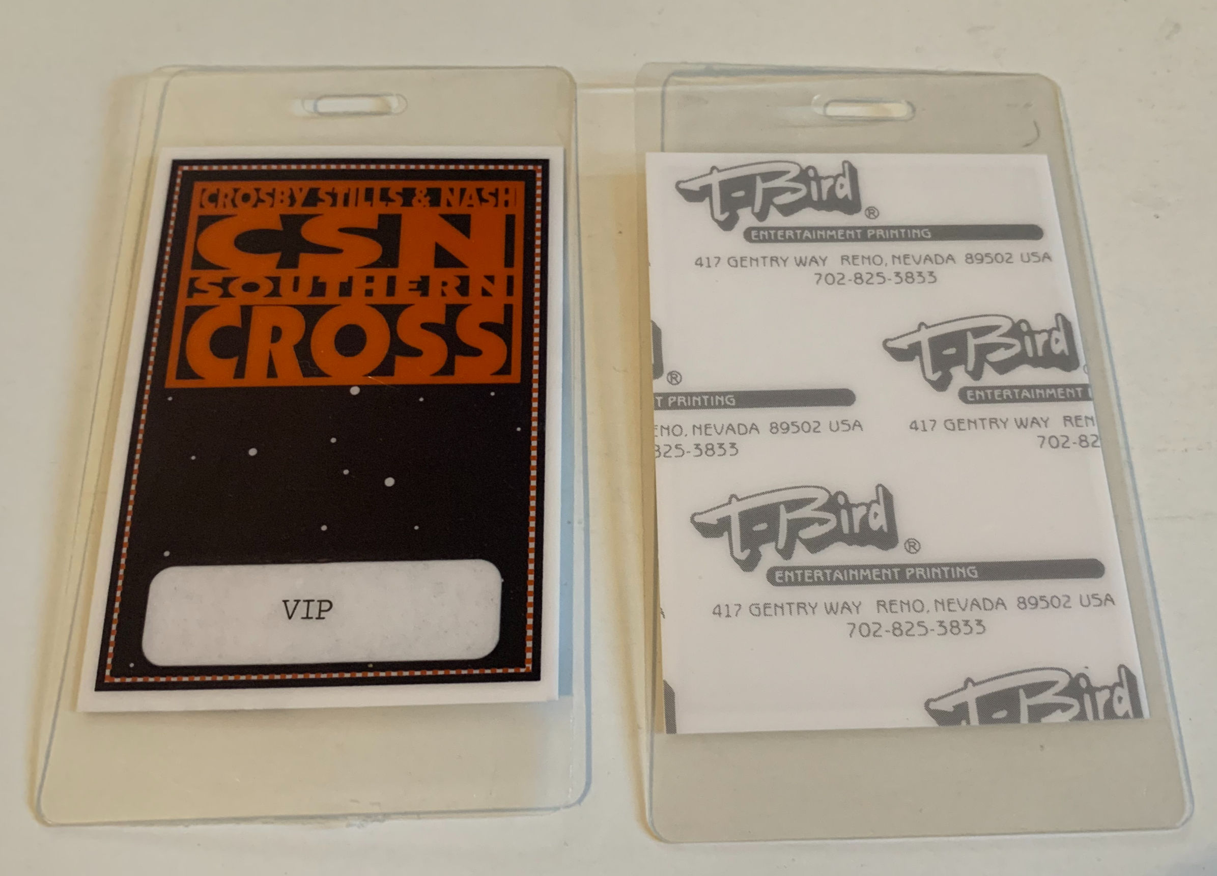 Crosby Stills Nash 1982 Southern Cross Concert Tour VIP Backstage Pass Laminate