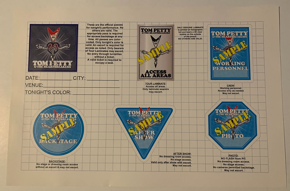 Tom Petty 2012 Anniversary Tour Backstage Pass Blue Security Sheet