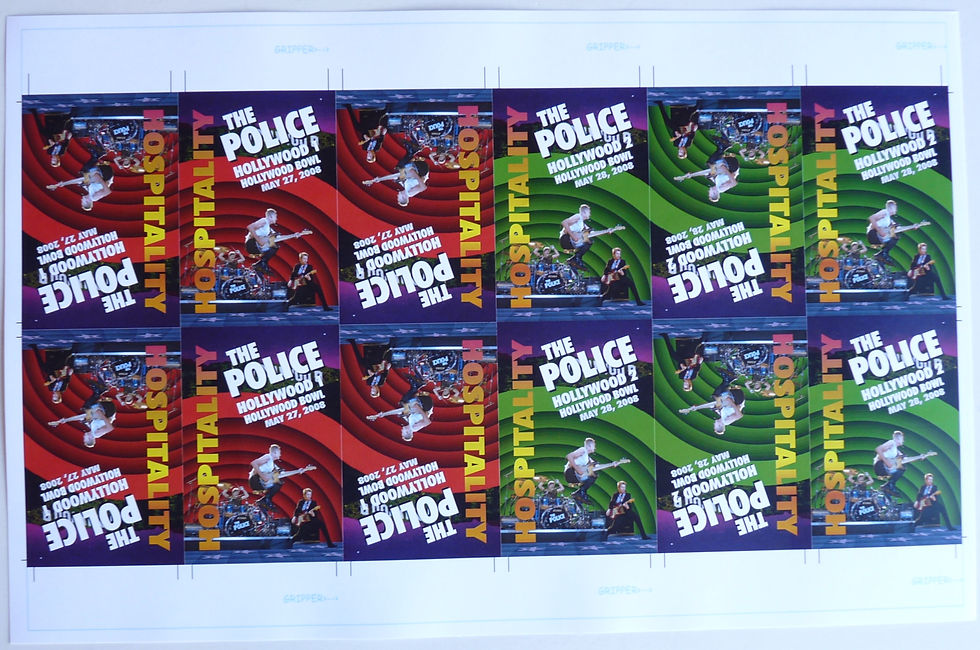 Police Hollywood Bowl 08 Sheet of 12 Uncut Hospitality Backstage Laminate Pass