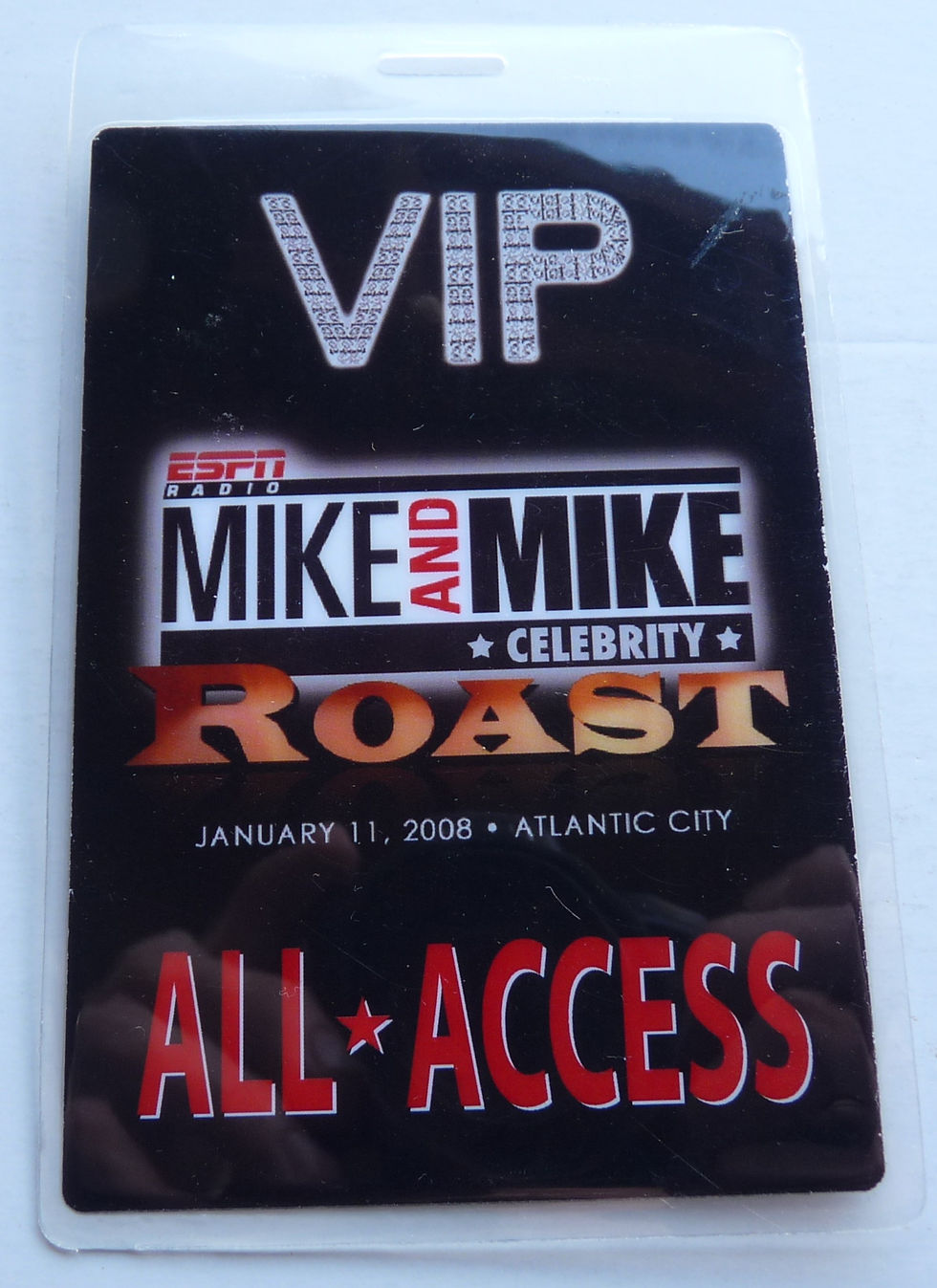 ESPN Radio Mike & Mike 2008 Celebrity Roast All Access Backstage Pass Laminate