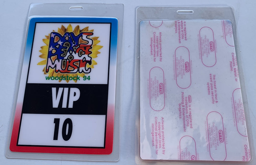 Woodstock 1994 Concert VIP 10 Backstage Pass Laminate