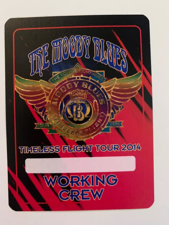 THE MOODY BLUES 2014 Concert Tour Red Working Crew Backstage Pass