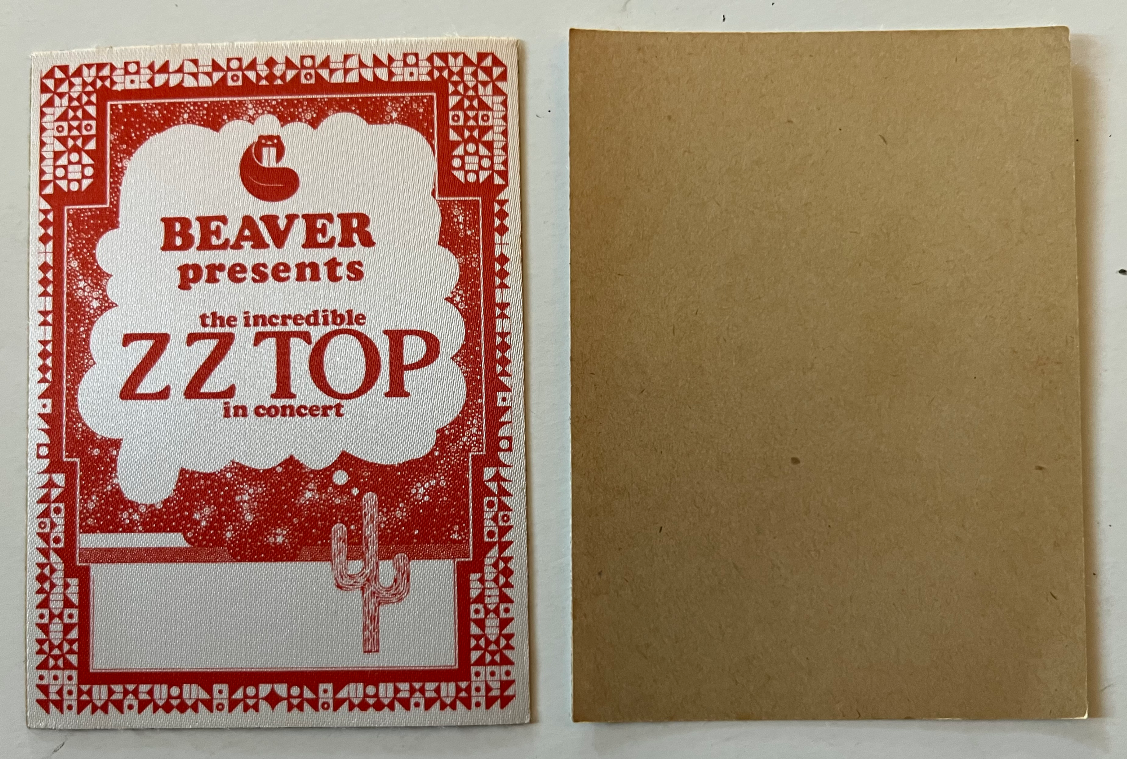 ZZ Top Red Beaver 1973 La Grange Tour Backstage Pass