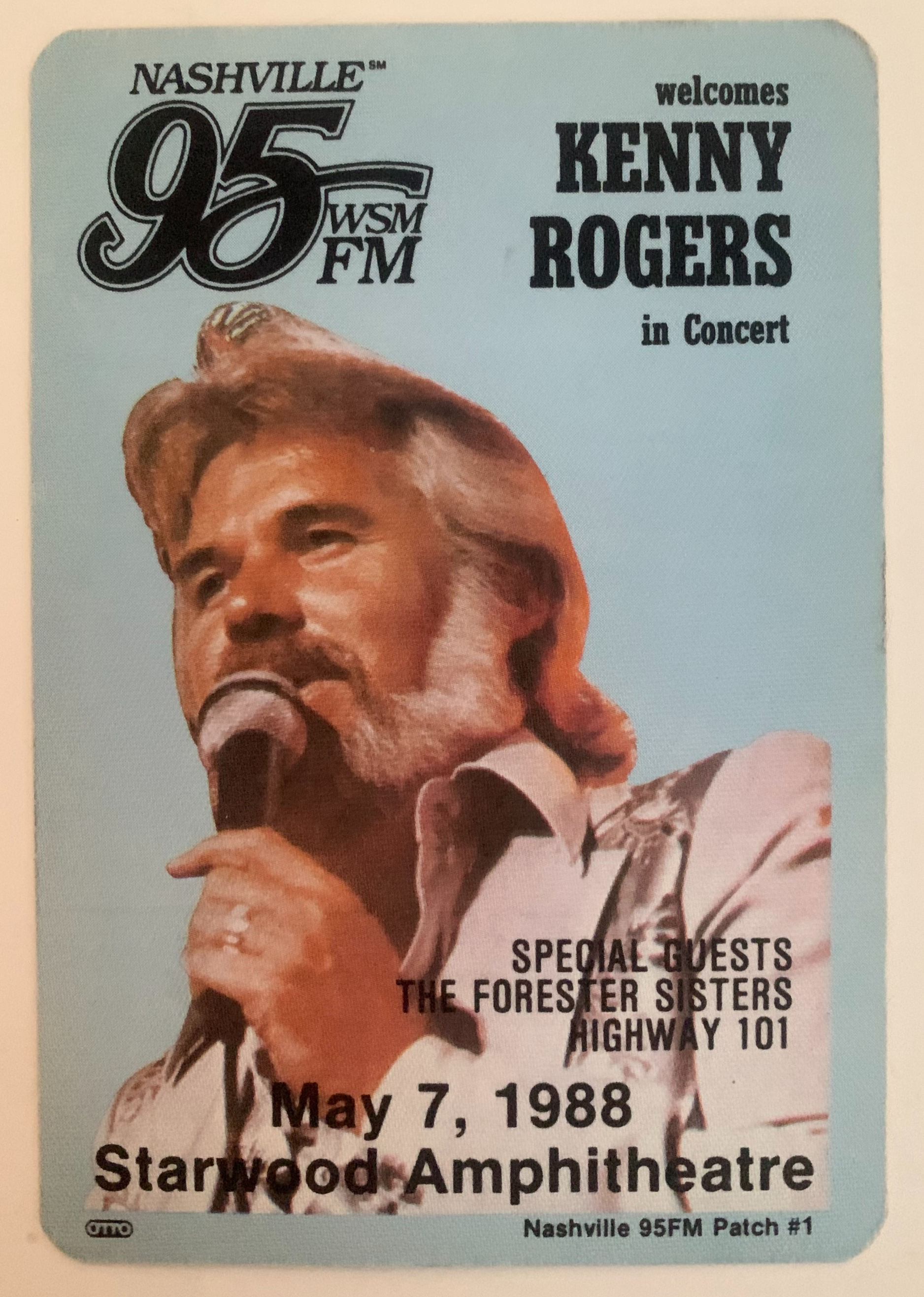 Kenny Rogers 1988 Concert Tour Backstage Pass Patch