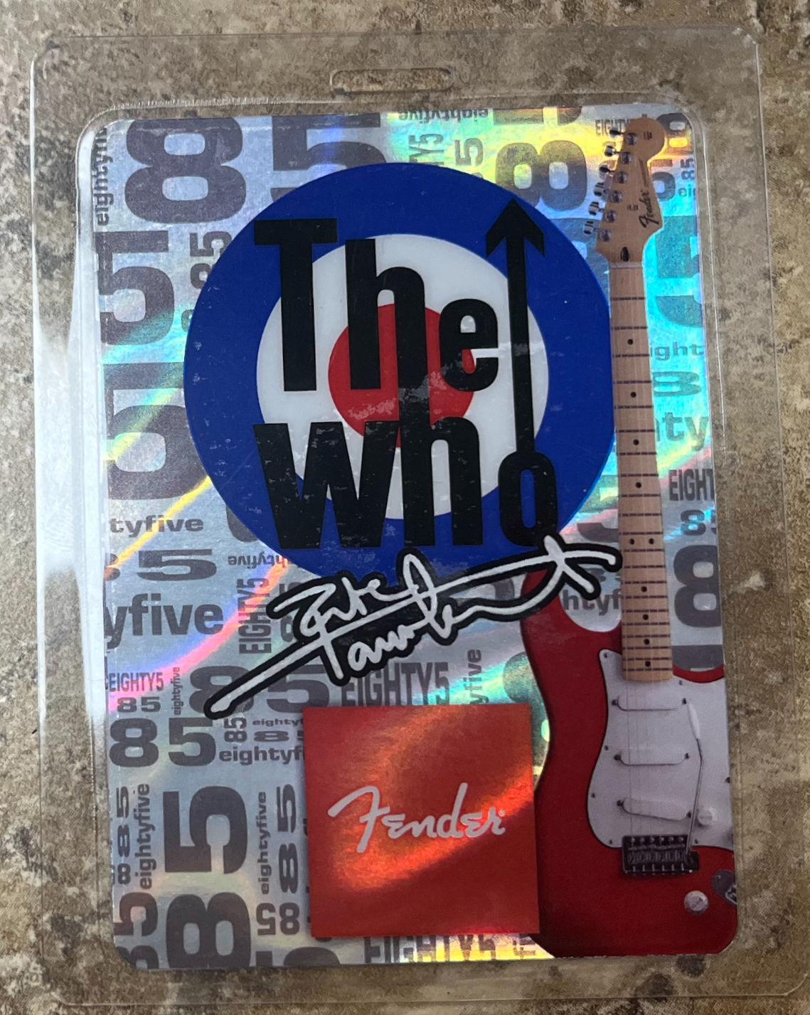 The Who 85 Fender Pete Townshend Concert Tour Backstage Pass Laminate