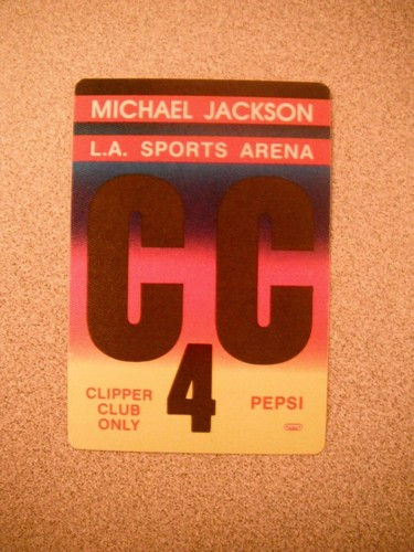 Rare Michael Jackson LA Sports Arena CC Pepsi Tour Backstage Concert Pass