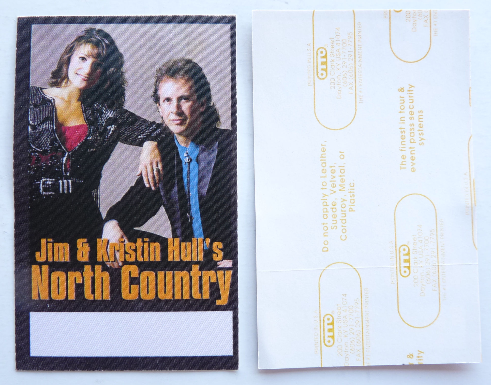 Jim & Kristin Hull's North Country Concert Tour Backstage Pass D28