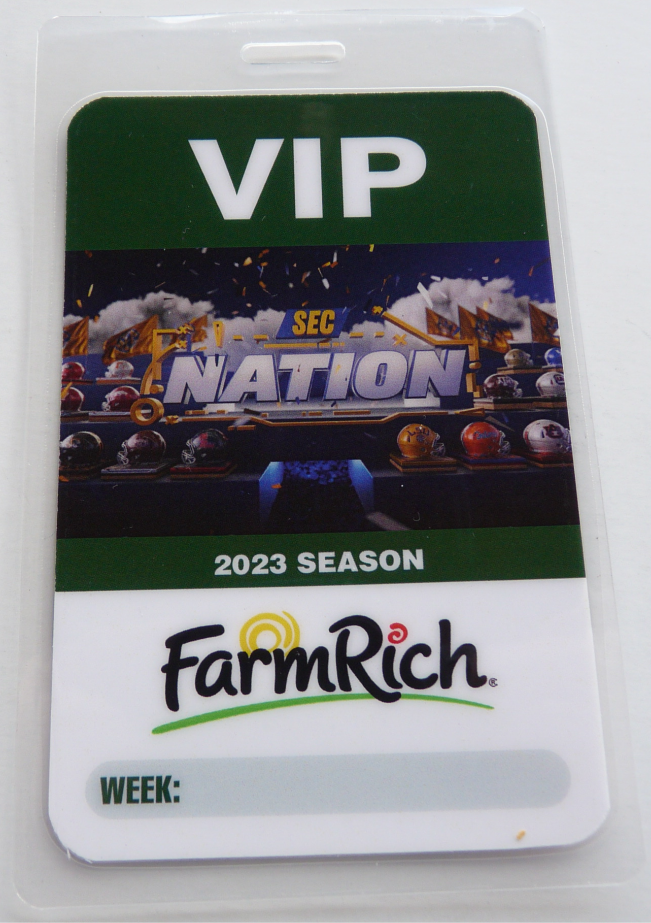 SEC Nation Football 2023 Season Farm Rich VIP Backstage Pass Laminate