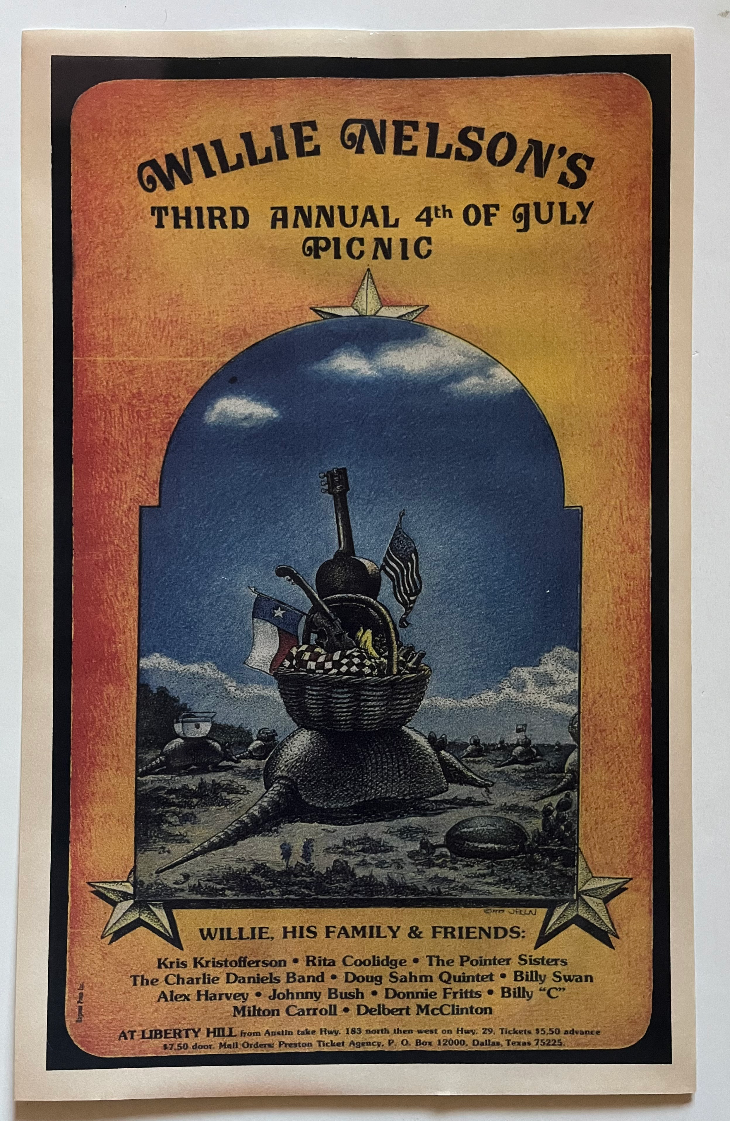 Willie Nelson Third Annual Picnic 14” x 22” Reprint Concert Poster D25